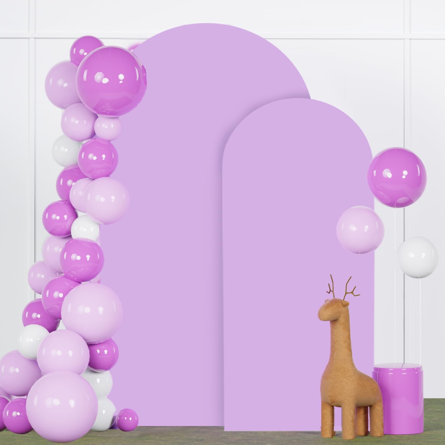 FANPROMS Arch Backdrop Cover Set of 2 Lavender 6FT 7.2FT Wedding Balloon Party