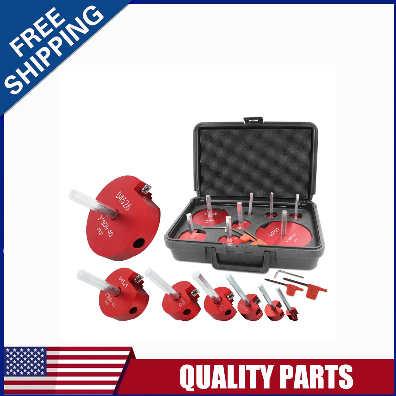 8PCS PVC Pipe Reamer Tool Kit Socket Saver for SCH 40 ABS CPVC Fitting 1/2"-4"
