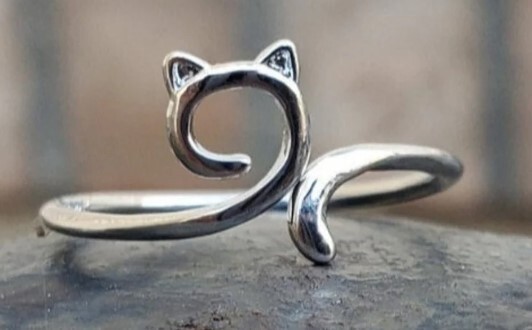 14k White Gold Plated Women's Cat Shape Toe Ring Solid Metal 925 Sterling Silver