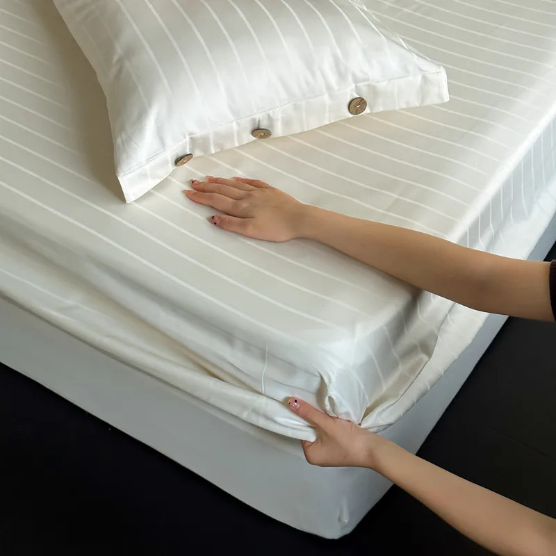 Egyptian Cotton Fitted Sheet with Pillowcase Skin-friendly Mattress Protector