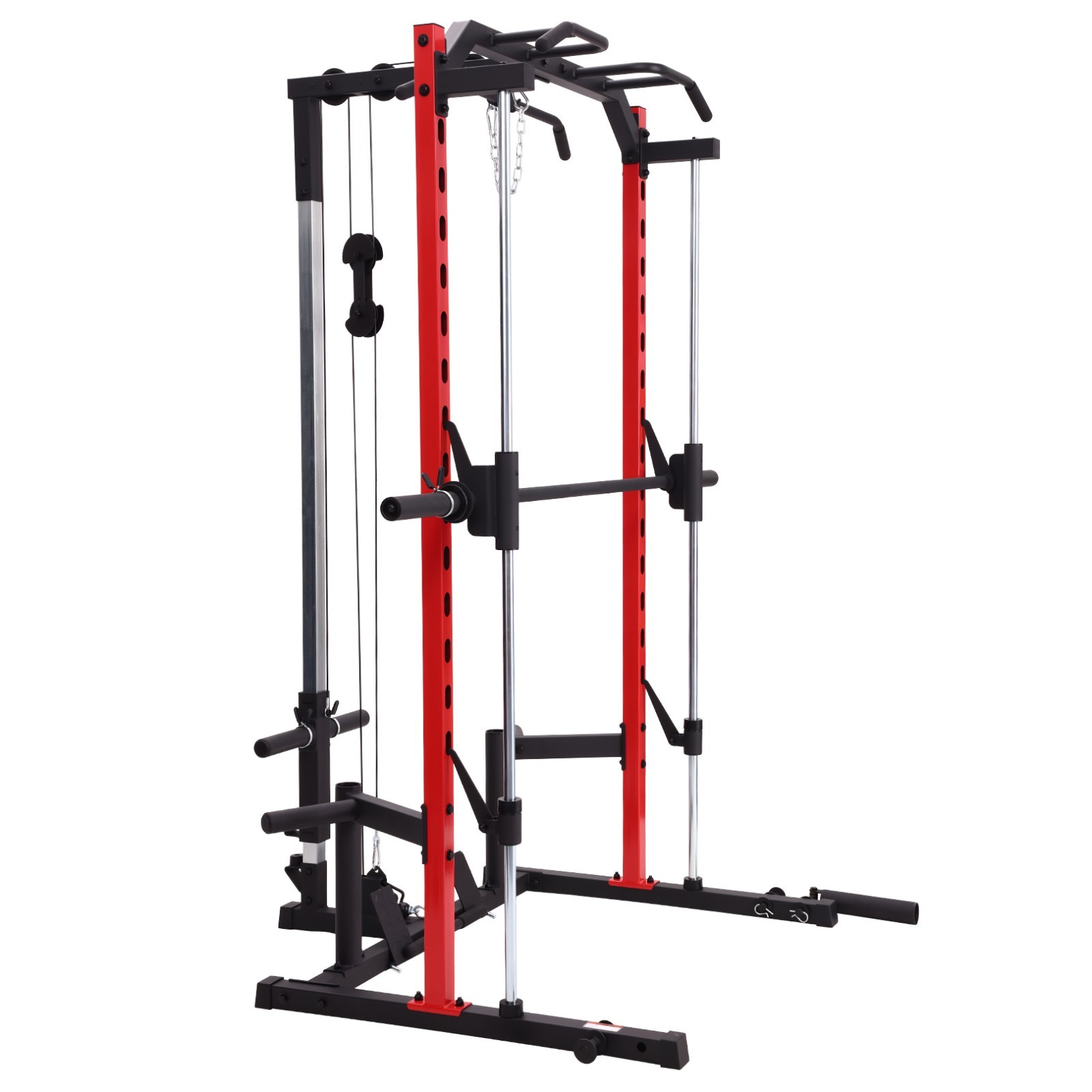 Smith Machine, Multi-Function Power Cage w/ Lat Pull Down System Workout Machine