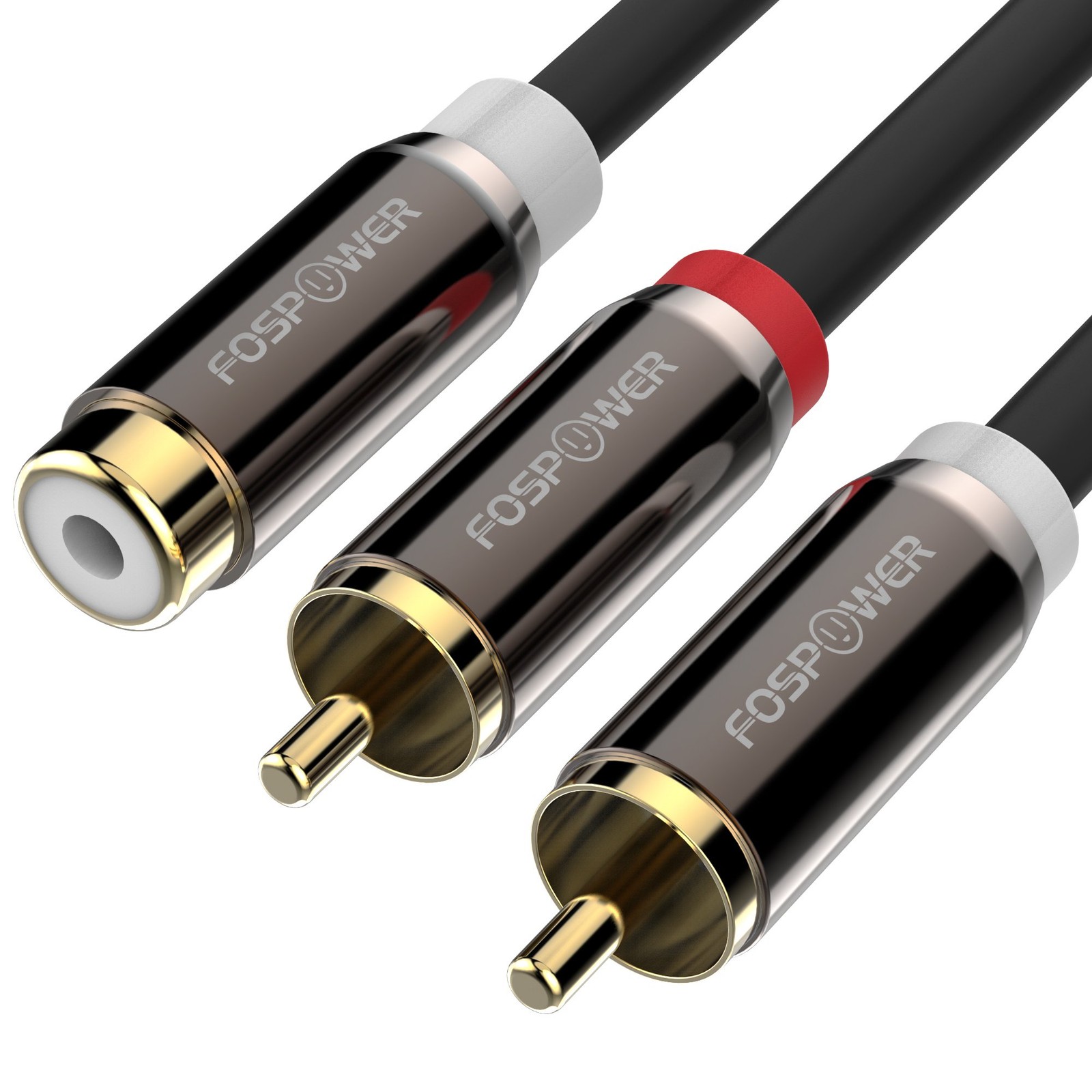 FosPower Y Adapter (8 inch) 2 RCA (Male) to 1 8 inches, 2 Male 1 Female