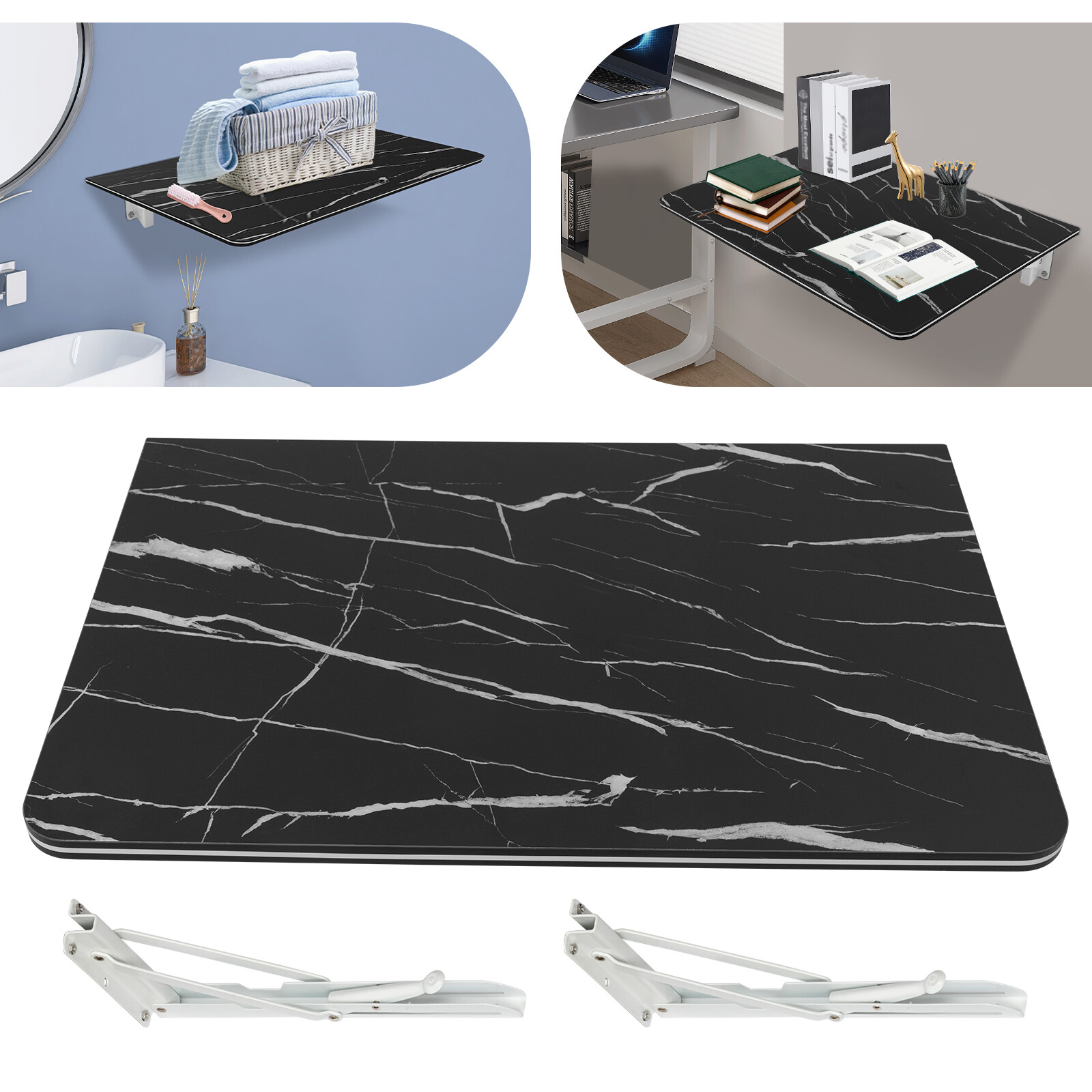 Modern Folding Wall Desk Wall-mounted Folding Table Foldable Table Black Indoor