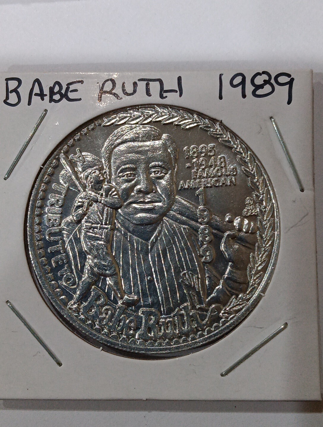 1989 "A Tribute to Babe Ruth" Collector's Coin Krewe of Jefferson