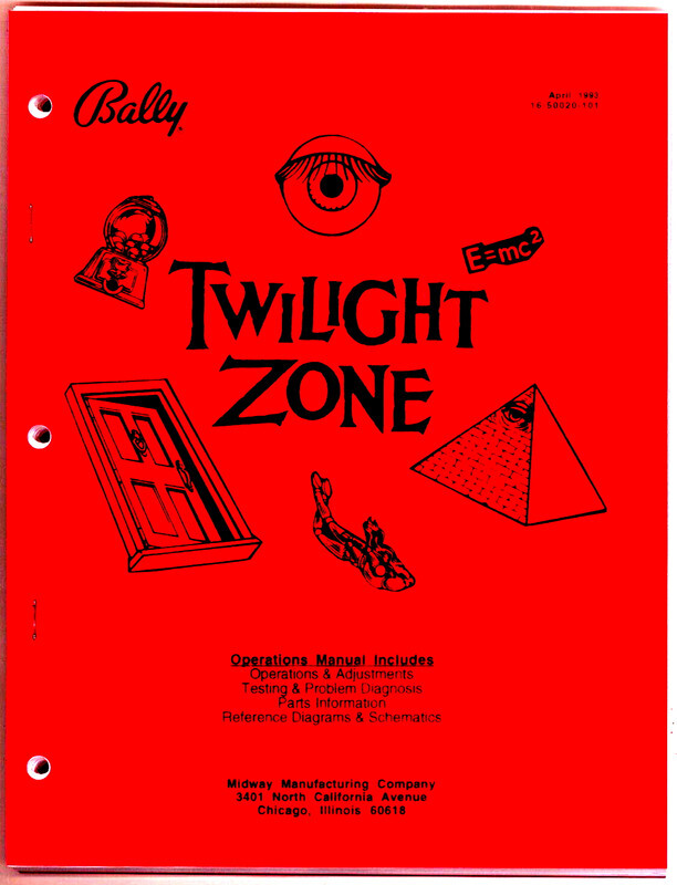 TWILIGHT ZONE Bally Pinball Machine COMPLETE Manual *BRAND NEW* FREE USA SHIP!!!