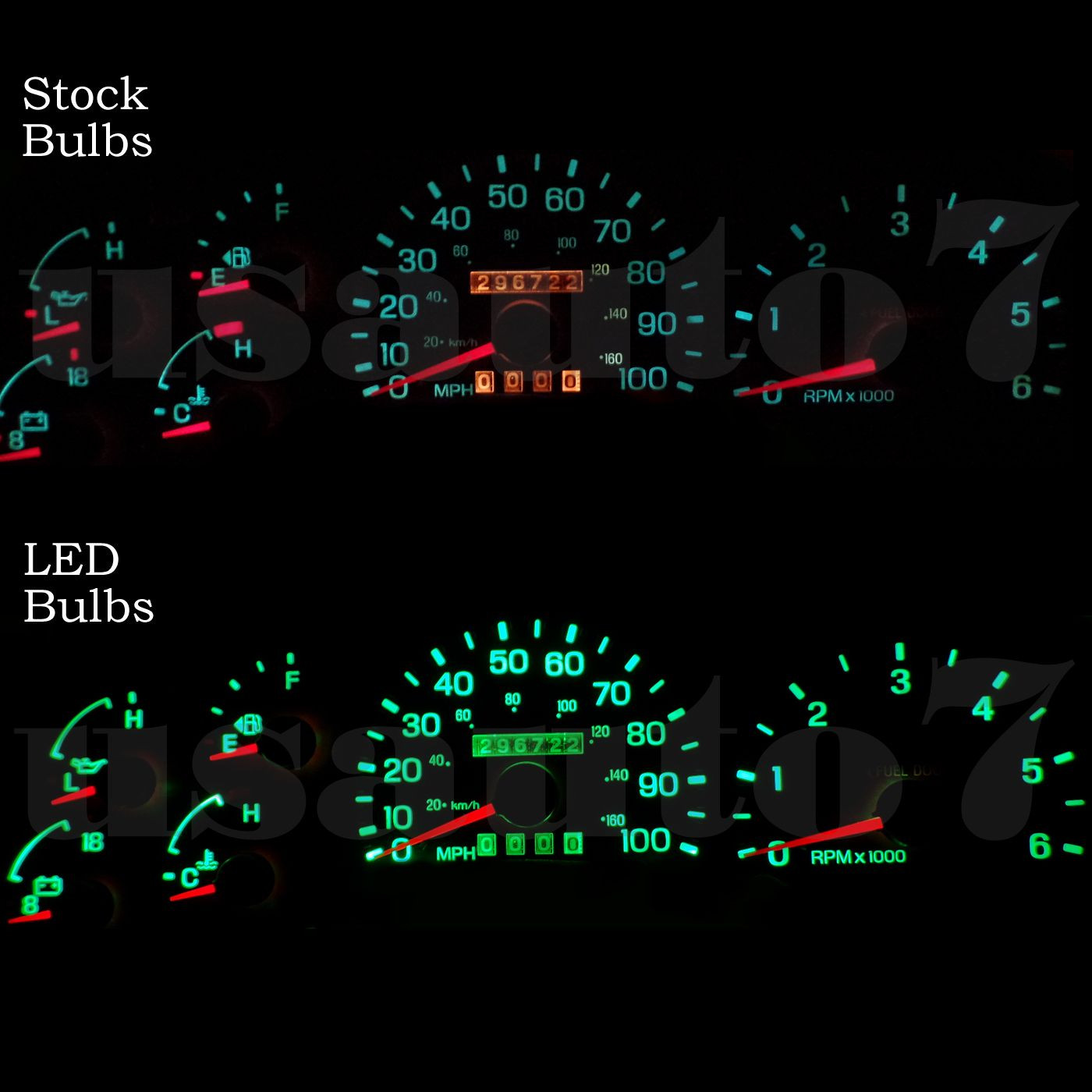 Dash Cluster Gauge GREEN SMD LED LIGHT KIT Fit 97-98 Ford F150, F250, Expedition