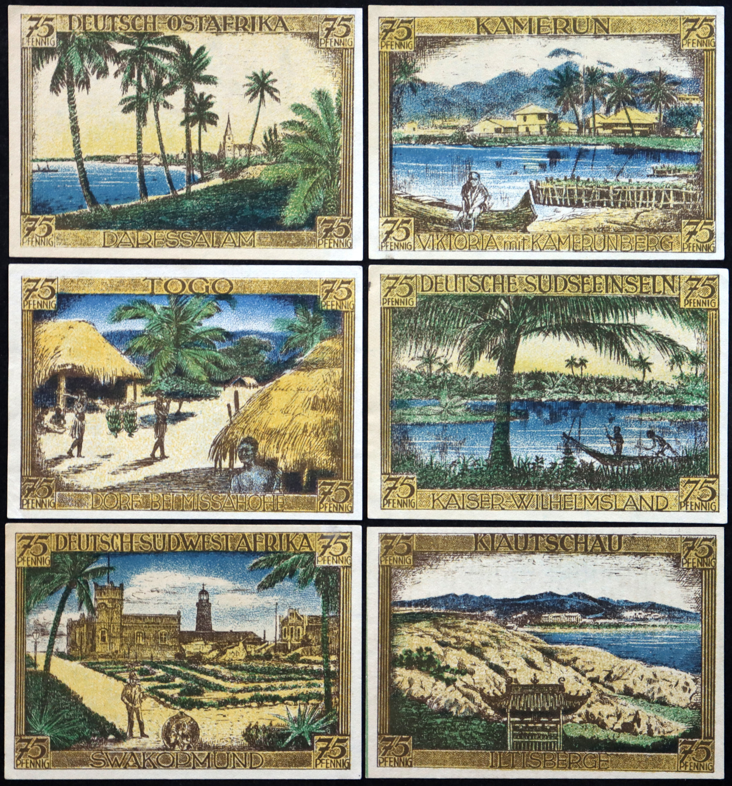 BERLIN 1921 "German Colonies" Togo Cameroon Deutsch-Ostafrika Kiautschau Notgeld