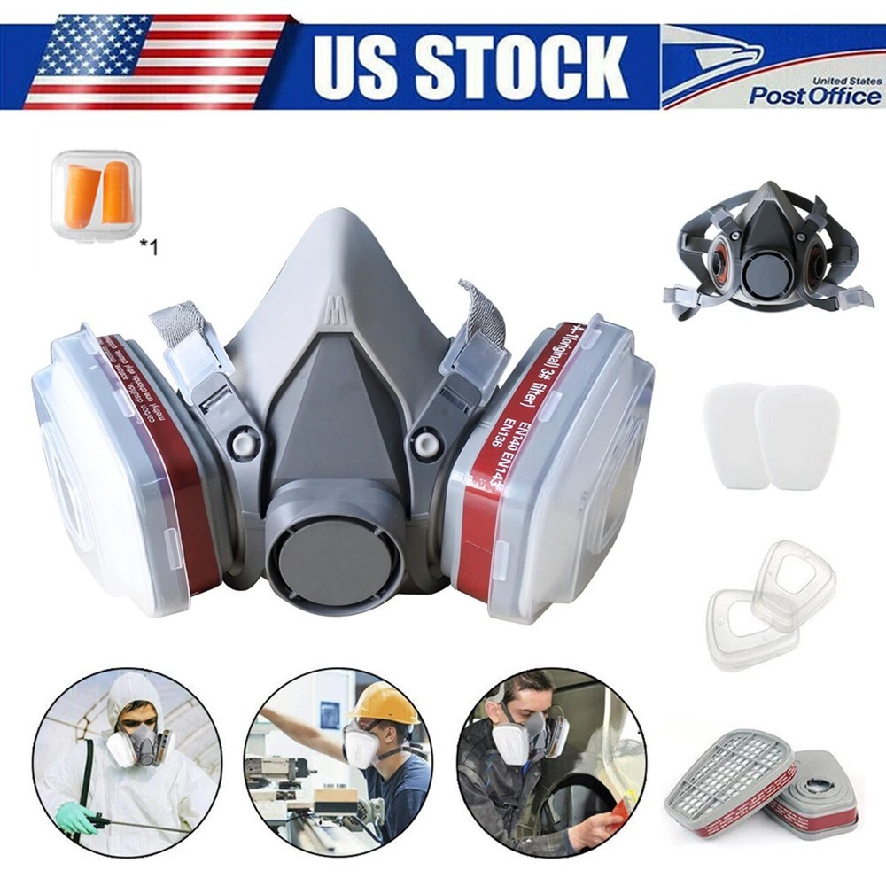 Full Face Gas Mask Painting Spraying Respirator w/Filters for 6200 Facepiece US