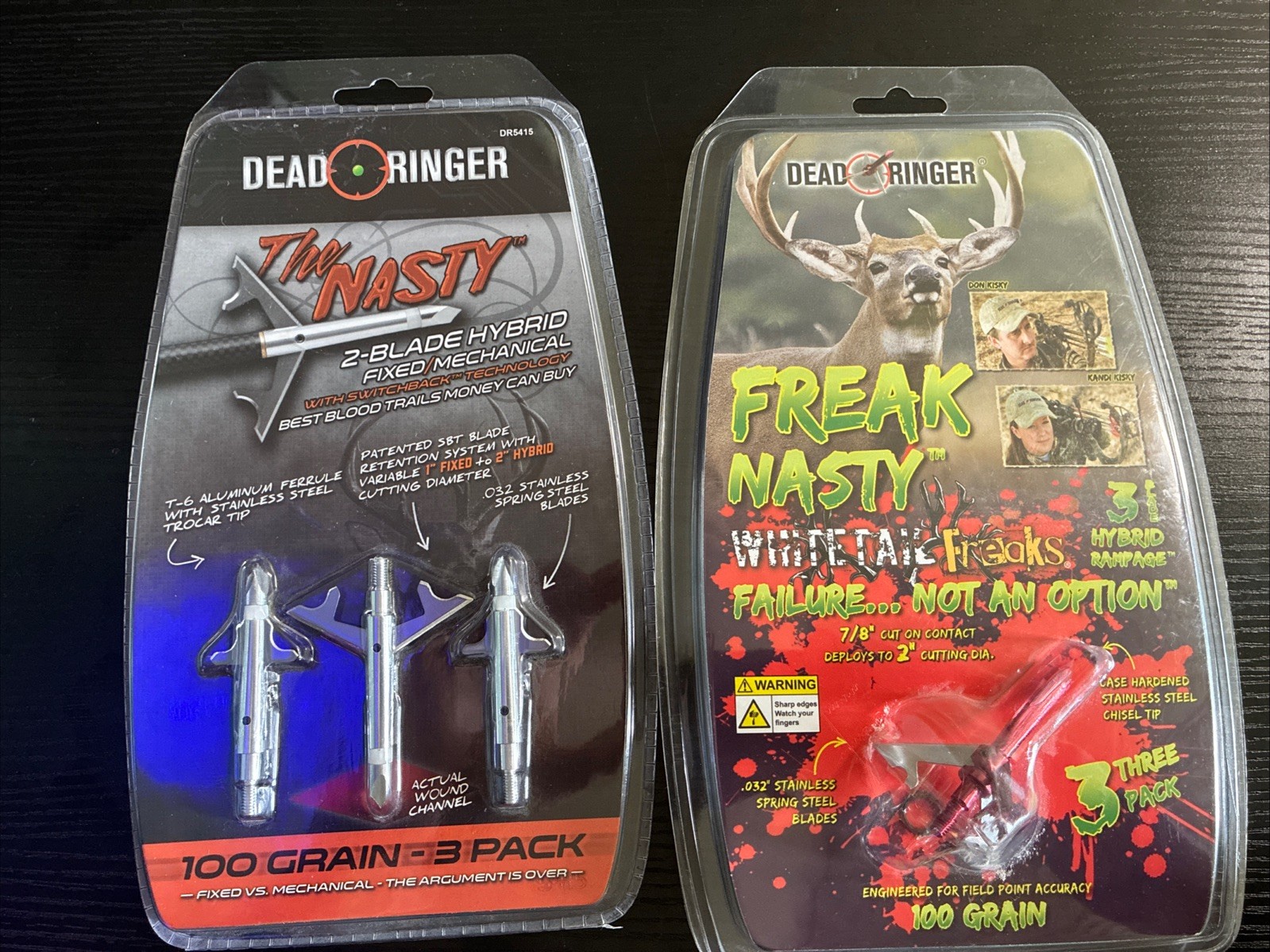 Dead Ringer Nasty Freak Nasty Hybrid Broadheads 100 Grain 3 Pack Lot New