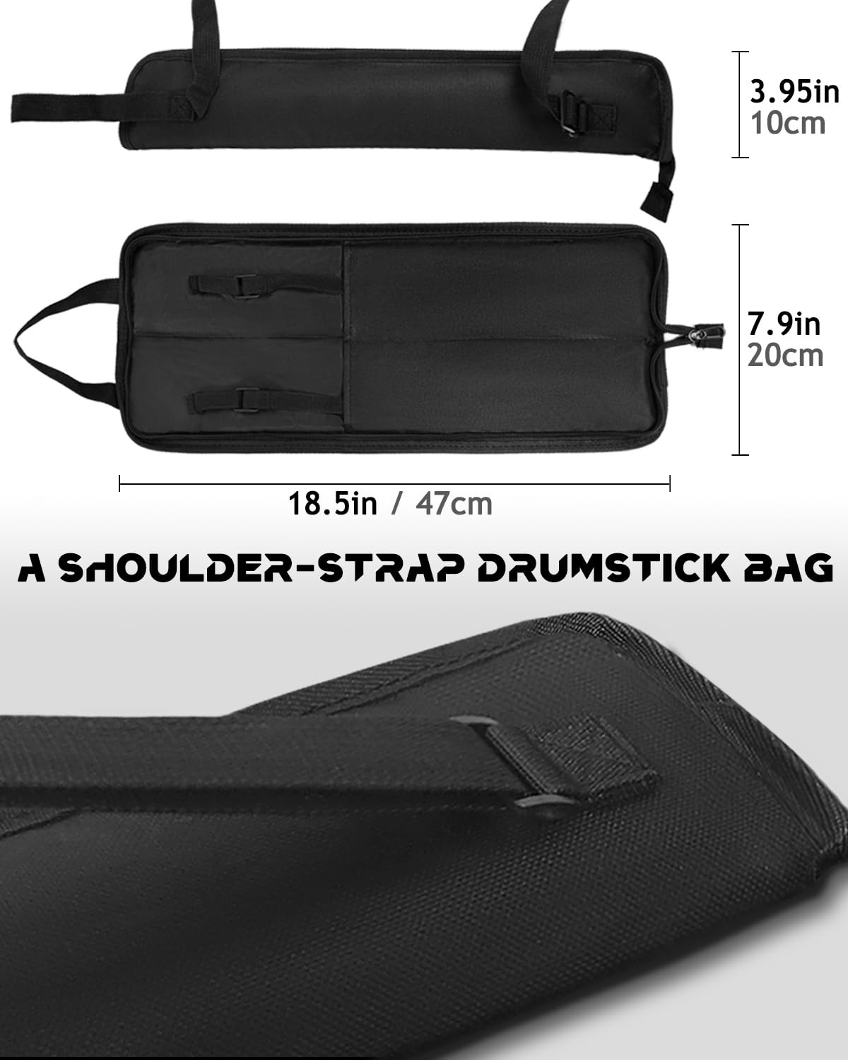 Drumstick Bag Small Drumstick Storage Case Hanging Drumstick Rack Bag Black