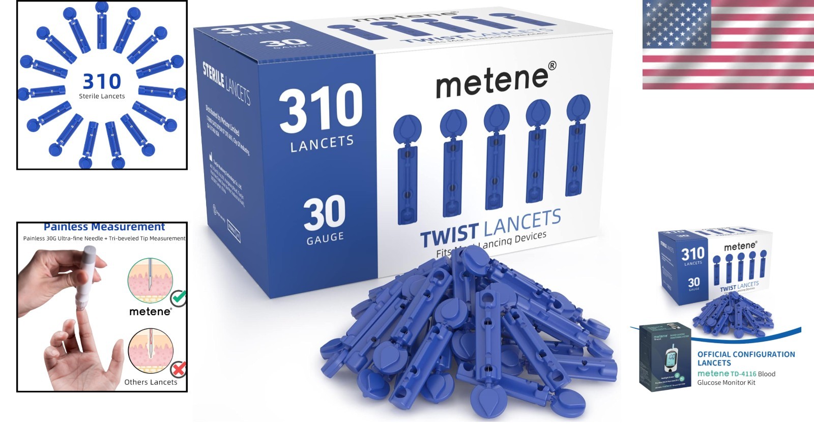 Universal Design 30G Lancets - 310 Count Sterile for Safely Testing Blood Sugar