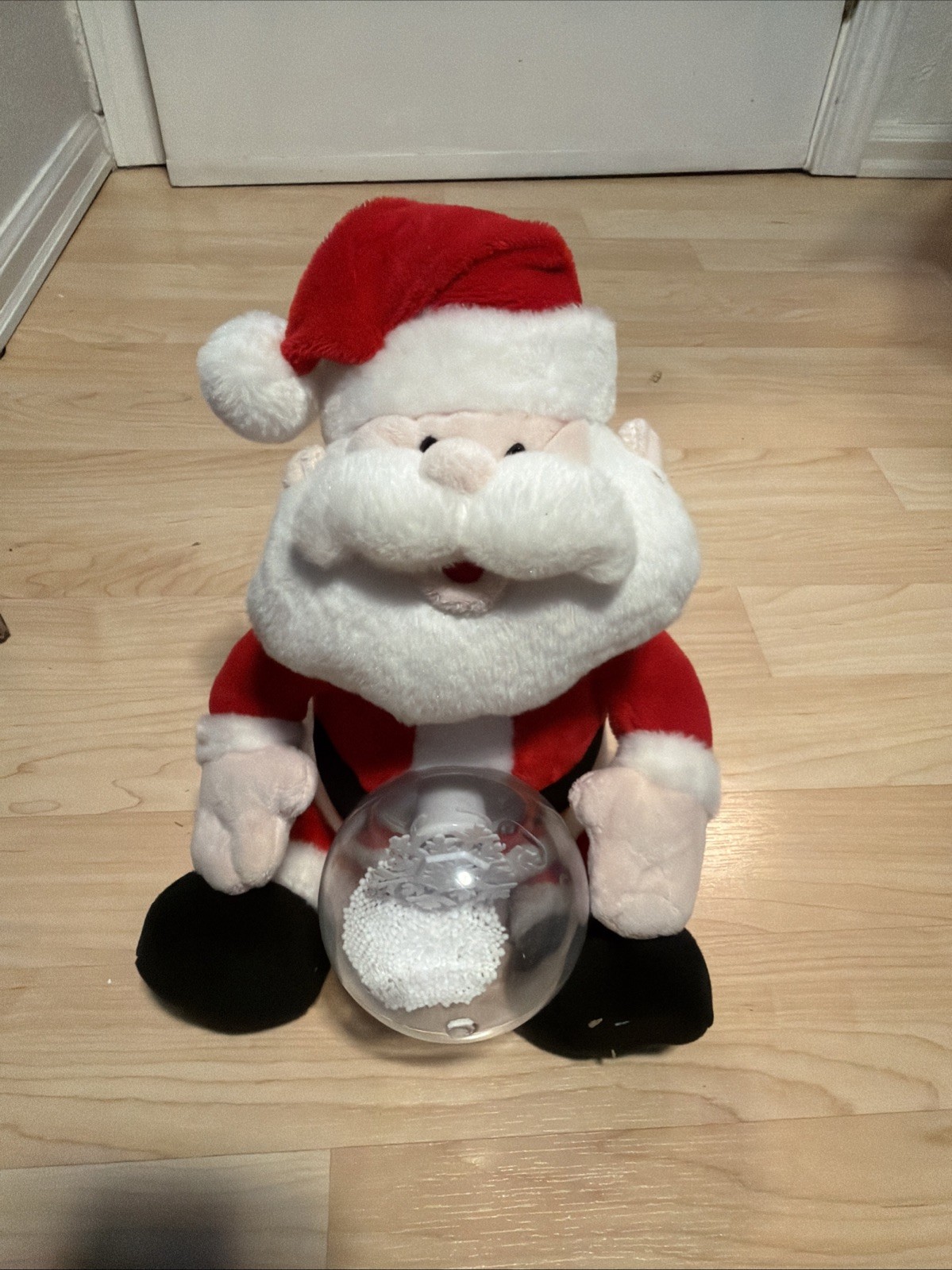 Vintage Santa Animatronics Snow Globe Sound N Light 12" Plush Music Christmas