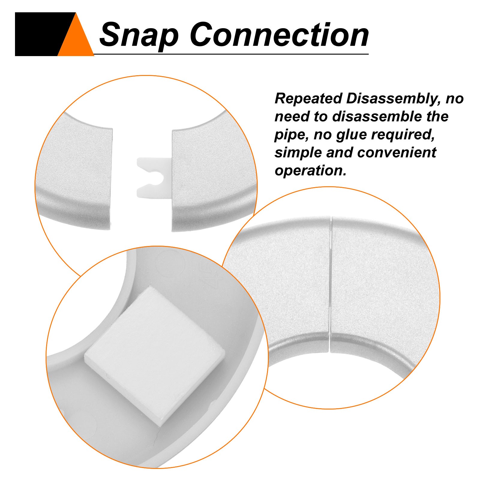 2pcs Wall Split Flange 51mm/2" Self-Adhesive Plumbing Cover Plates, Silver