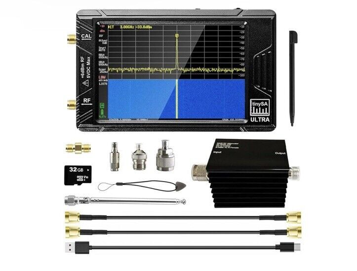 4" Display Tiny Spectrum Analyzer TinySA ULTRA 4" 32GB card with 50W Attenuator
