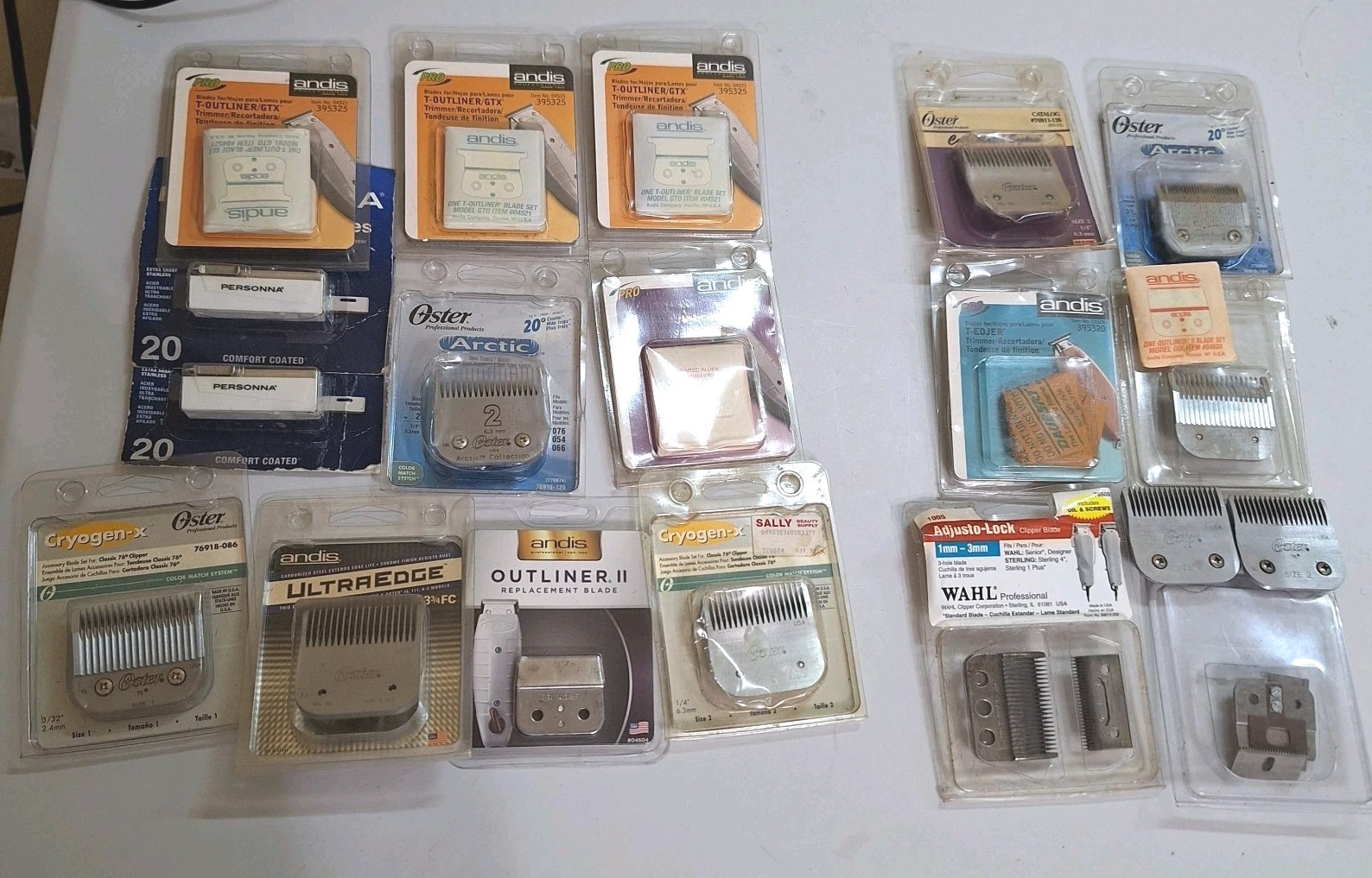Lot of 20 Andis Oster Wahl Clipper Blades T-Outliner GTX Mixed New Used