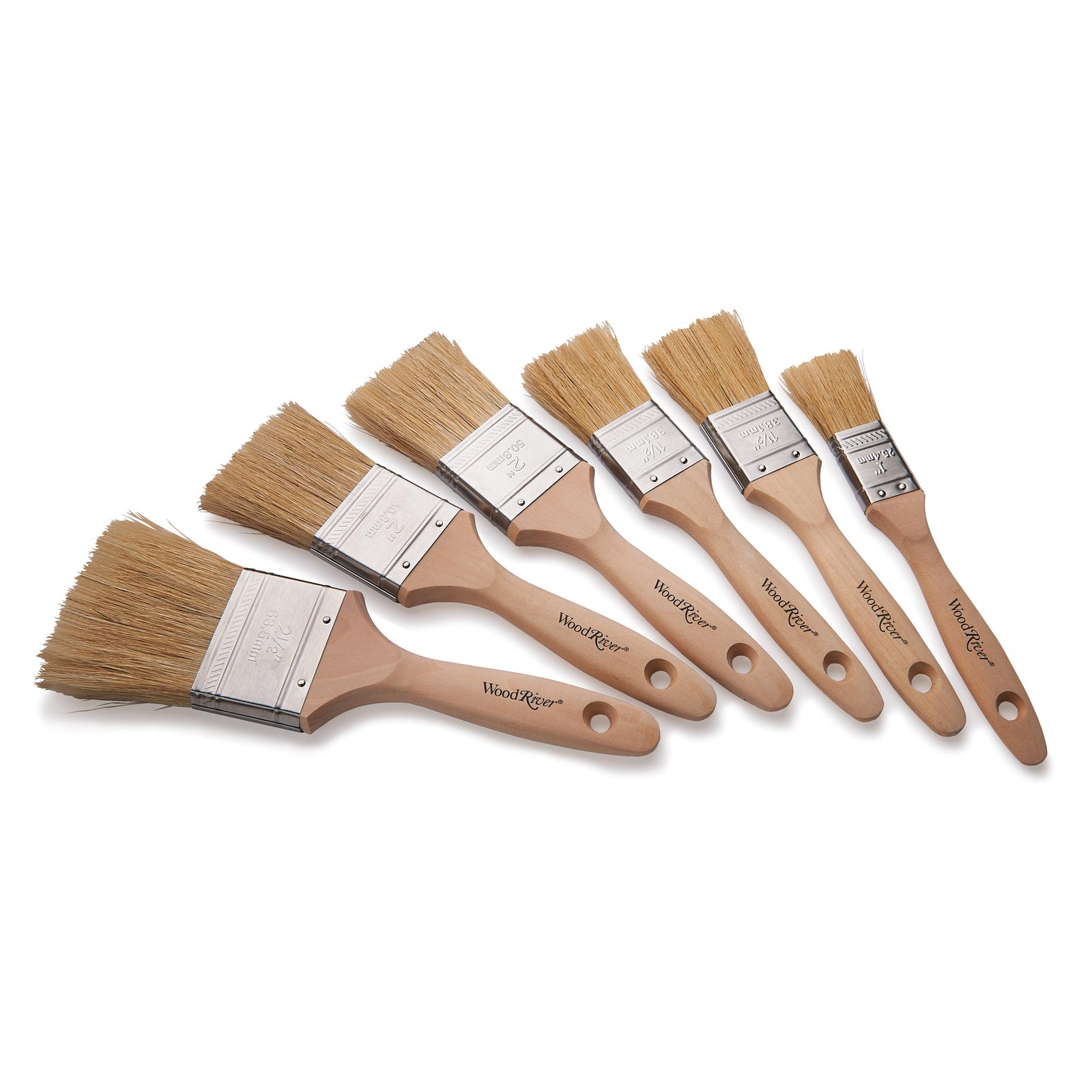 WOODRIVER 100% Natural Bristle Brush Set 6-Piece