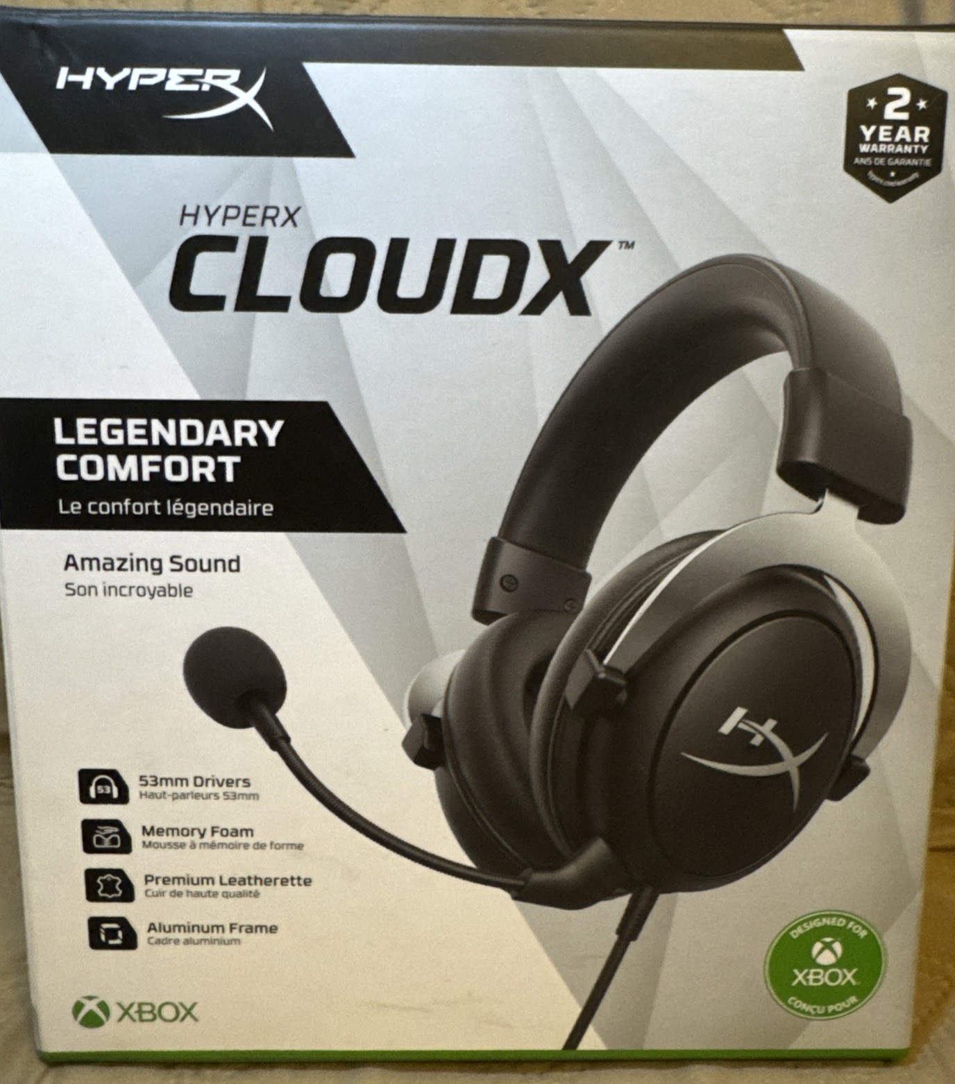 HyperX CloudX Xbox Gaming Headset Detachable Mic Memory Foam Black Silver OpenBx