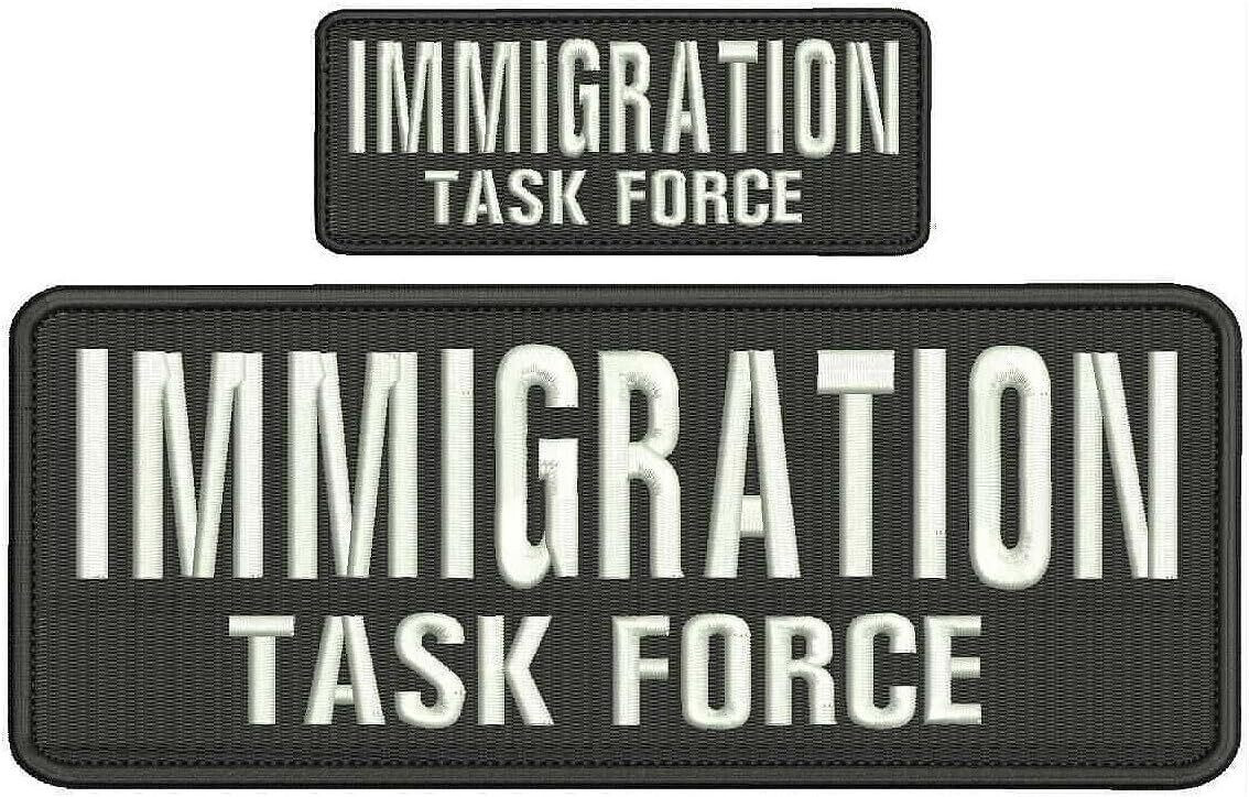 I TASK FORCE EMB PATCH 4X10 AND 2X5 HOOK ON BACK WHITE ON BLACK
