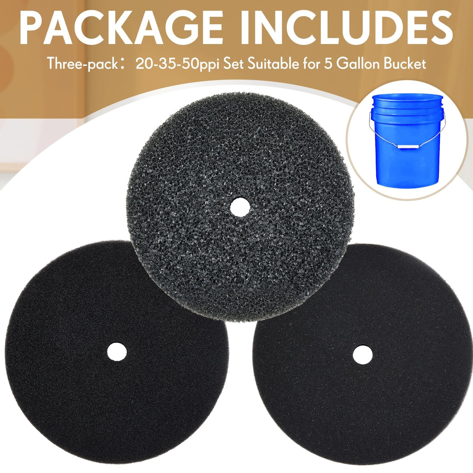 3 Pcs 5 Gallon Bucket Sponge Filter 11" Aquarium Pond Sponge Filter DIY Foam ...