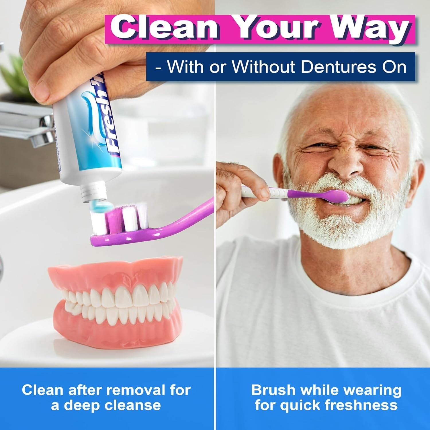 ADA Approved Mint Flavor Denture Cleaning Paste - Safe & Non-Abrasive Formula