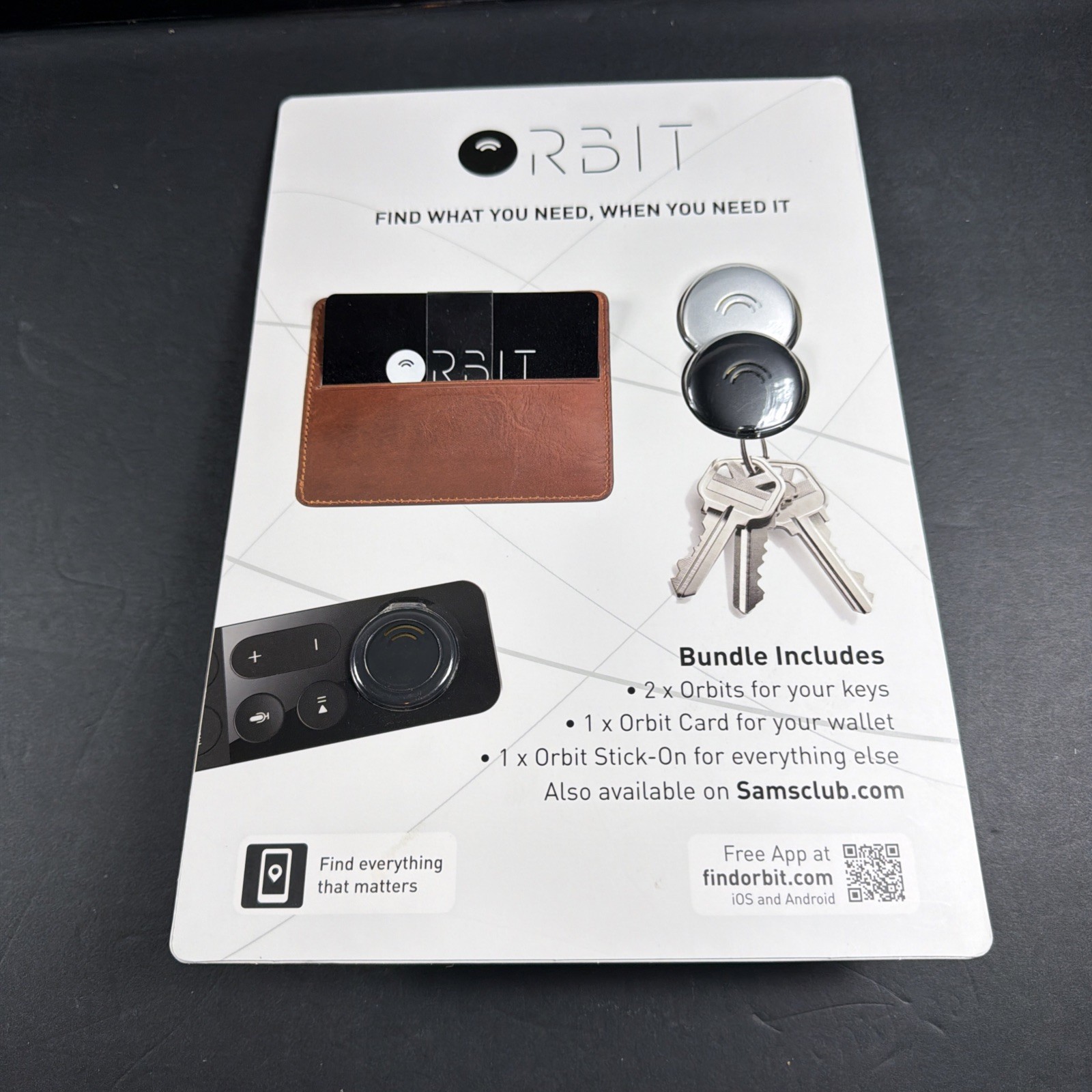 Orbit Find Everything Tracker Bundle-  2 Keys, 1 Card and 1 Stick On Sam’s Club