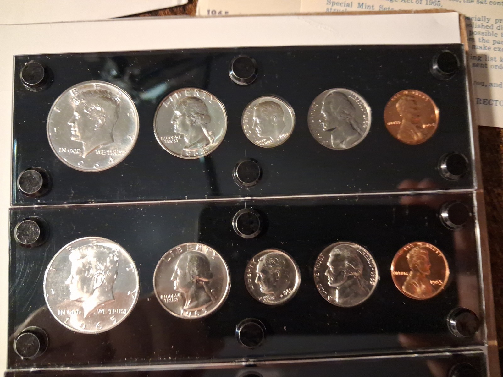 5 SILVER MINT SETS 1964,1965,1966,1967,1968 IN CAPITAL PLASTIC  W/METAL SCREWS