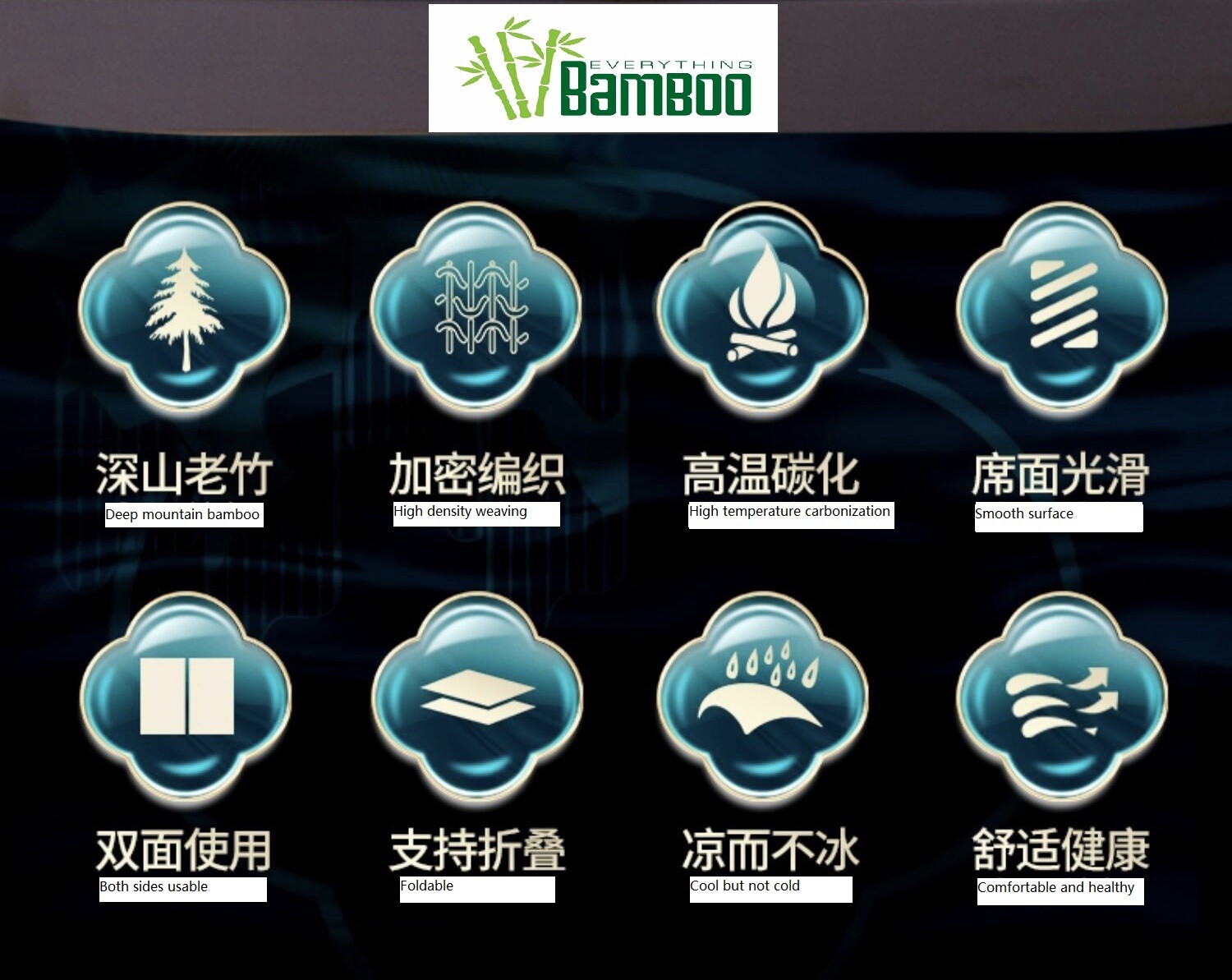Bamboo sleeping Mat plus 2 Pillow Case both size sheet rug floor cool双面折叠竹凉席加两枕套