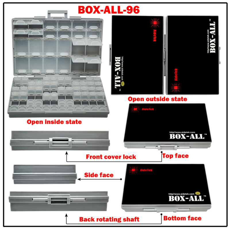 BOX-ALL-96 tiny components Beads screws Organizer Storage individual lids USA