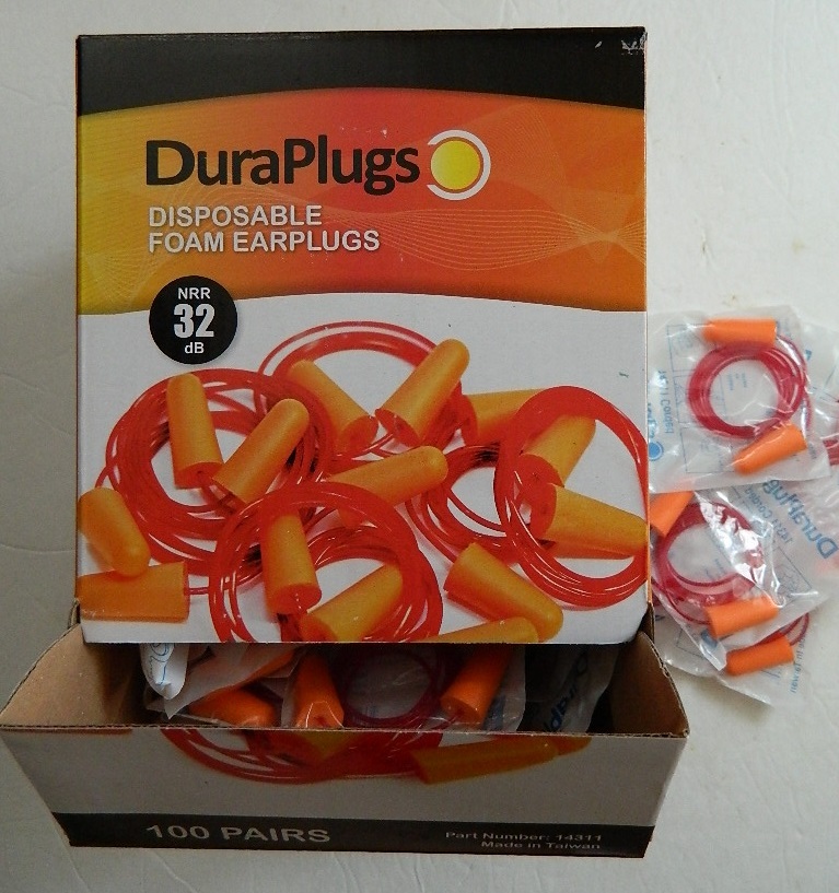 DURAPLUGS SOFT FOAM CONTOURED SHOOTING CORDED PLUGS EARPLUGS 6 PAIRS LOT, 32 dB!