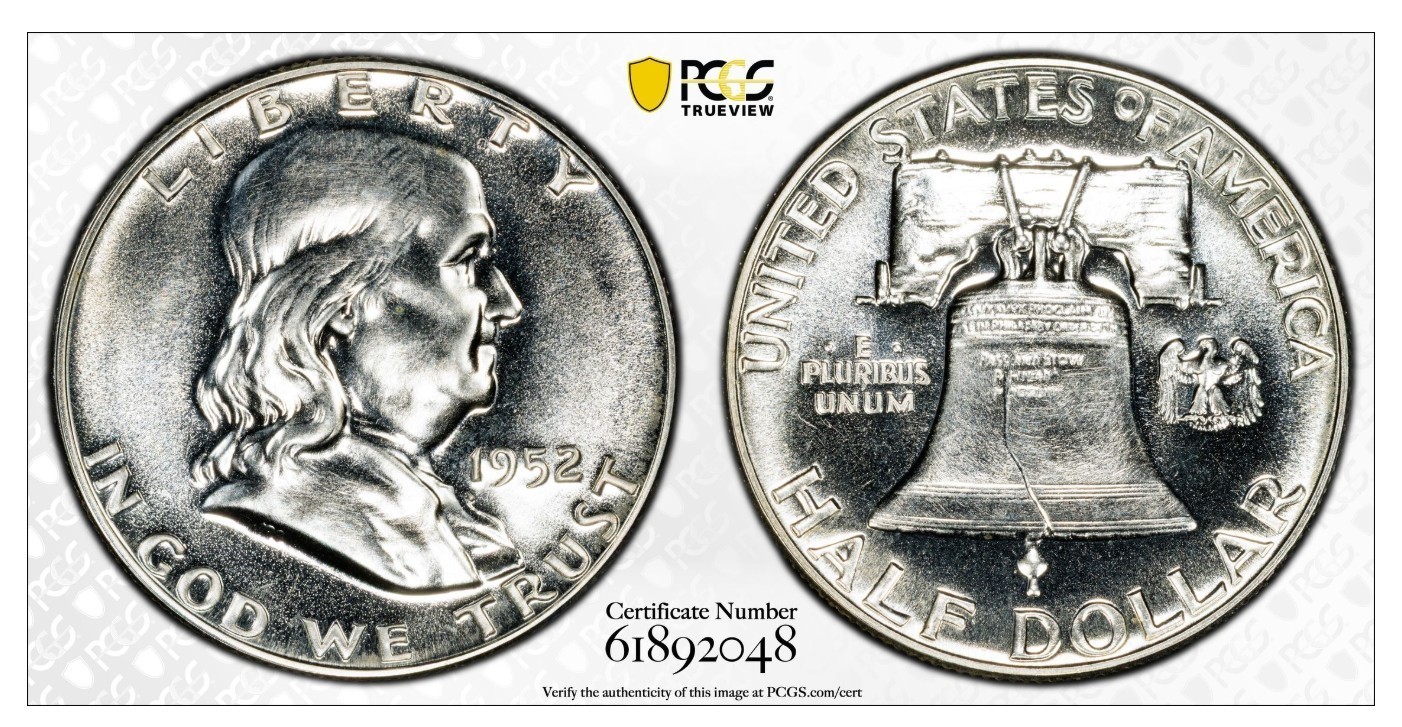 1952 PROOF FRANKLIN HALF DOLLAR, 50C, PCGS, PR64, PF64