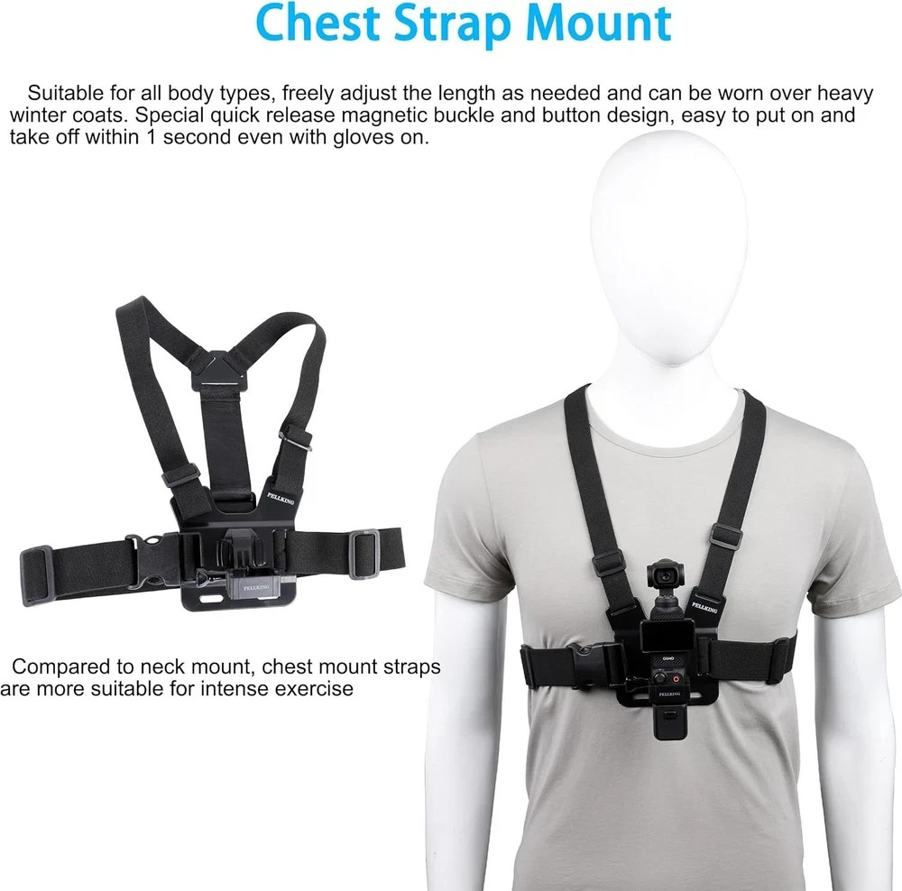4in1 DJI Osmo Pocket 4 3 Accessories Kit,Chest Mount Harness,Neck Holder,Head...