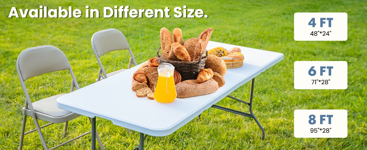 6 FT Folding Picnic Table Simple to Fold and Keep, 3.8 FT Foldable Table for