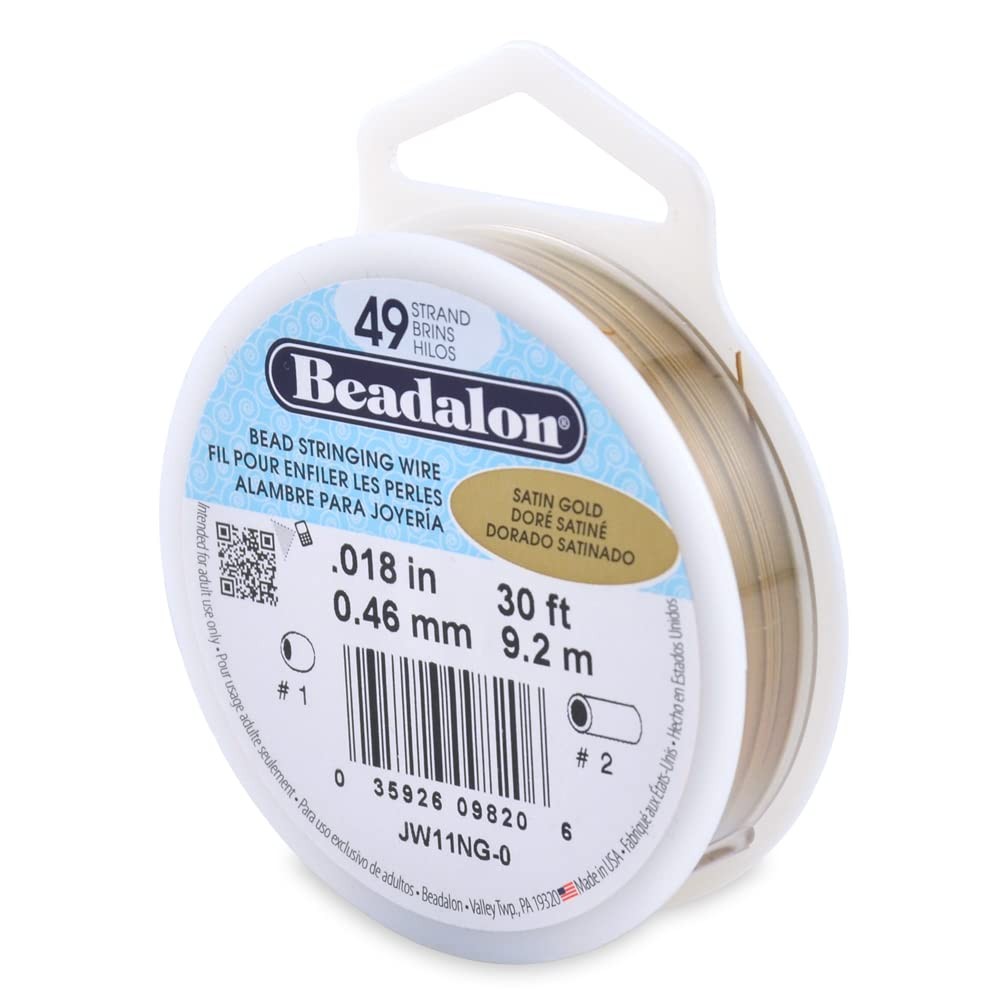 Beadalon 49 Strand Stainless Steel Beading Wire .018in Satin Gold 30ft