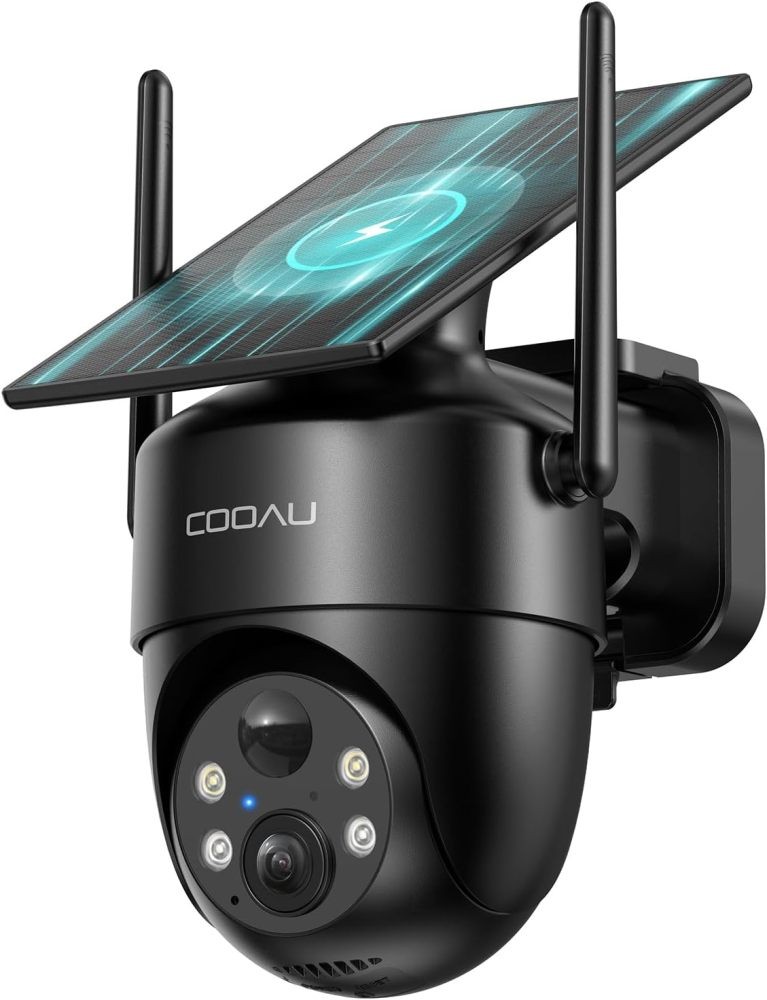 COOAU Solar Security Camera Charging Wireless 2K 360° Outdoor AI Detection