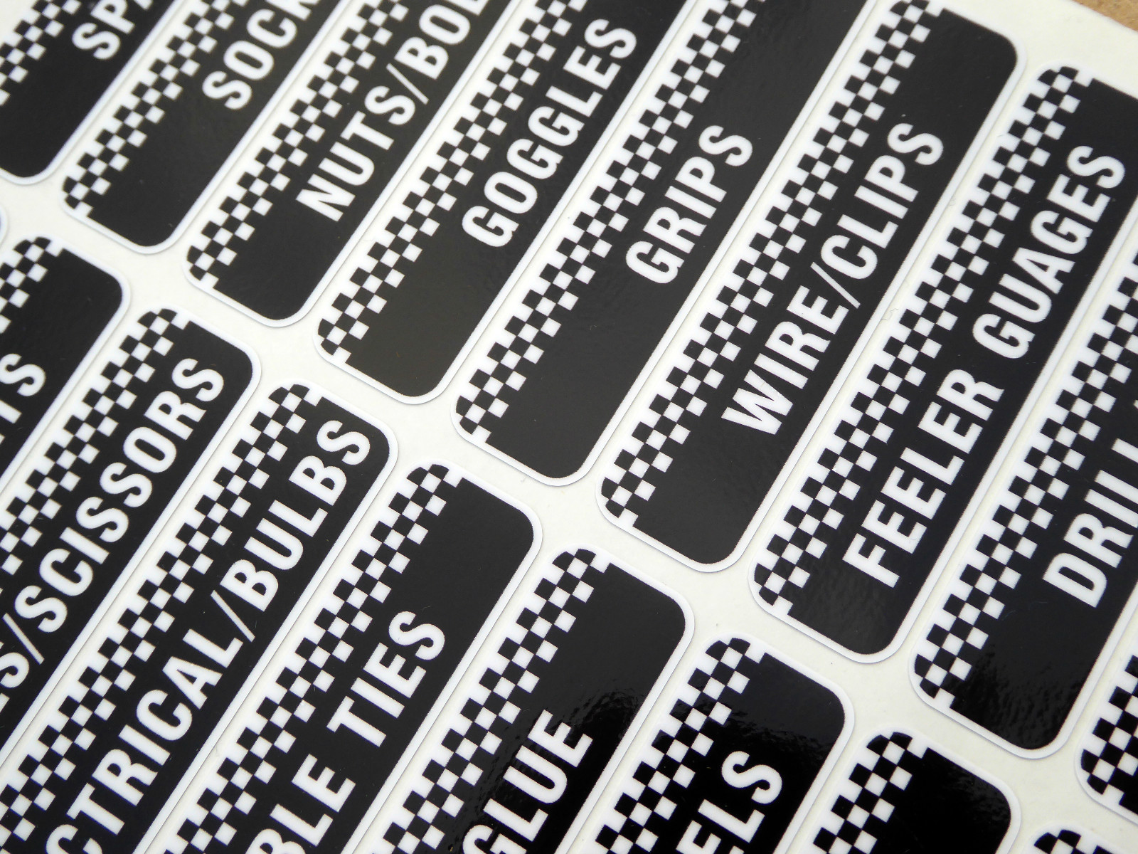 TOOLBOX TOOL CHEST Drawer LABEL stickers decals Identify workshop tools 2 SHEETS