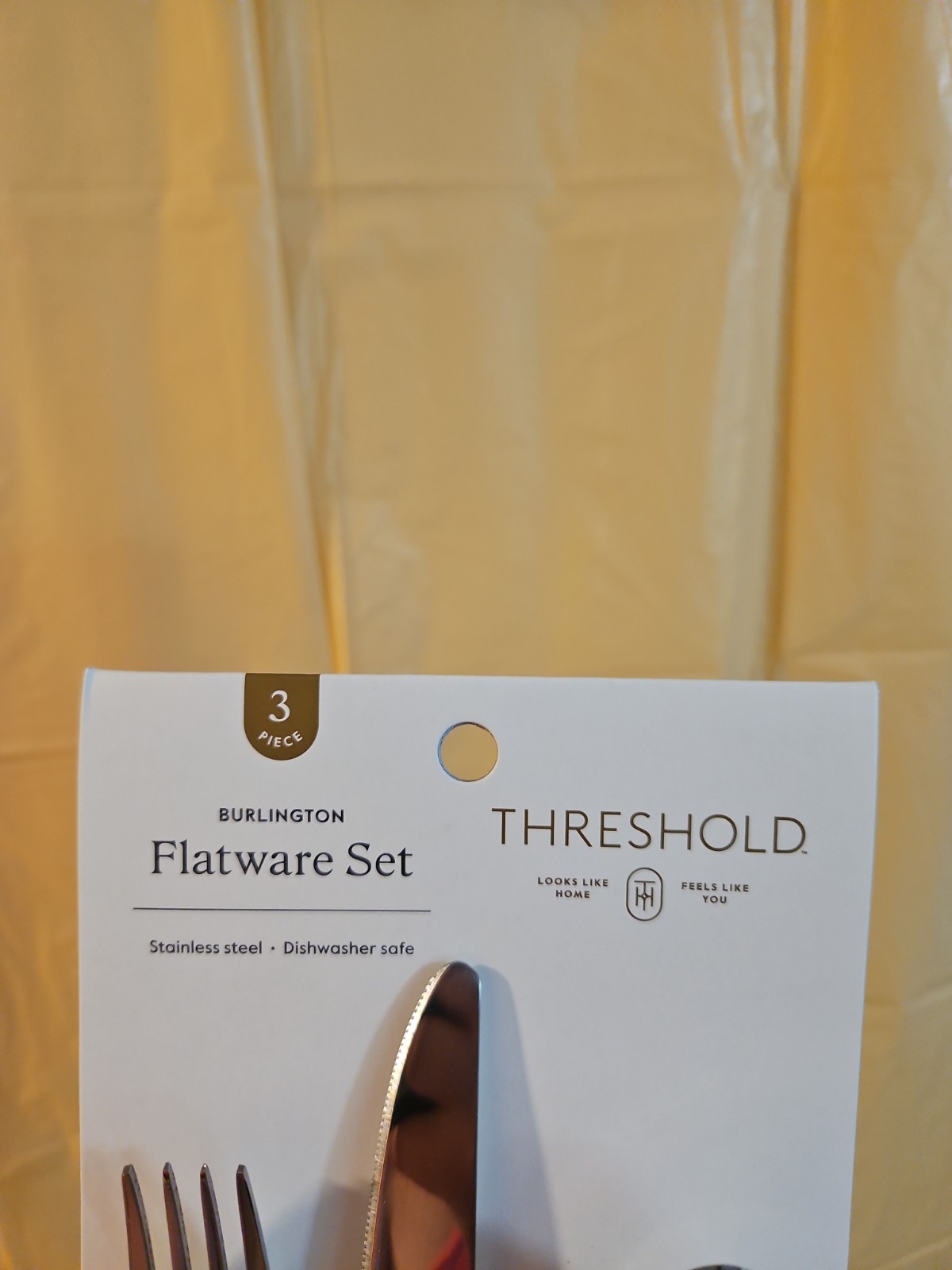 THRESHOLD Three-Piece Tortoise Shell Flatware Set Stainless Steel: new