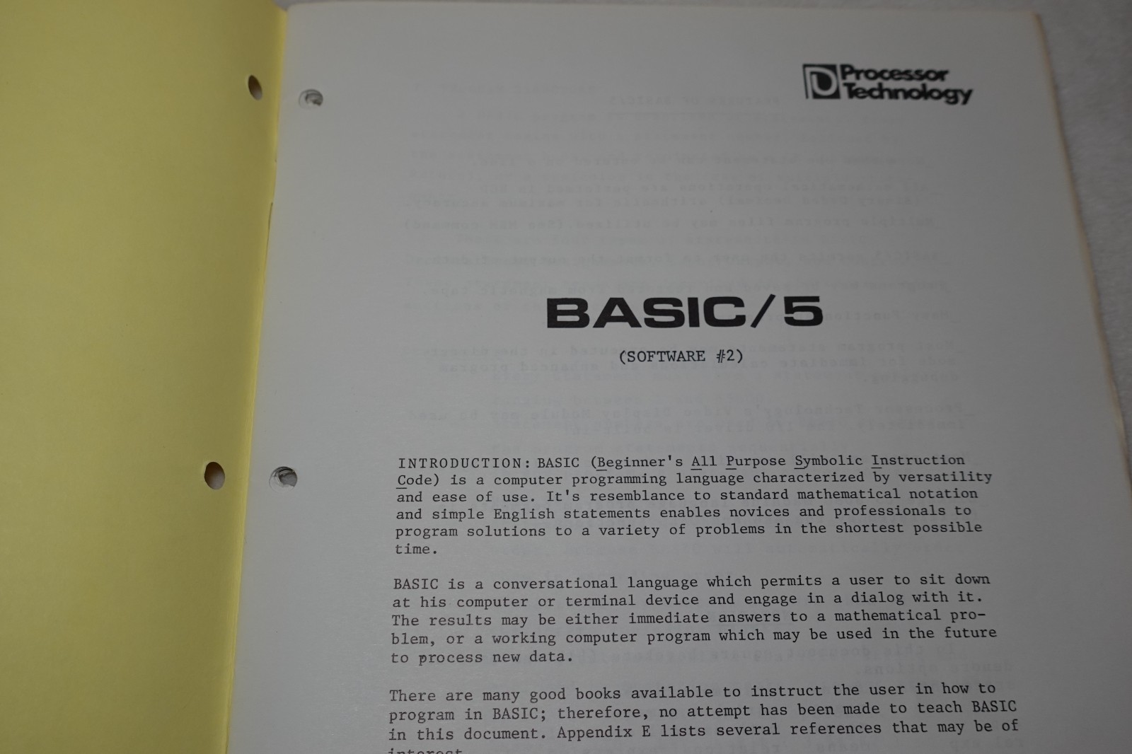 5K Basic Manual Software #2 Processor Technology 1976 Original Publication