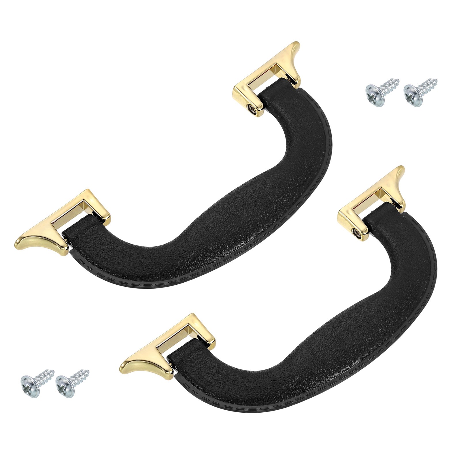 2Pcs, Luggage Handle Plastic Pull Handle Grip Replacement with Screws Black Gold
