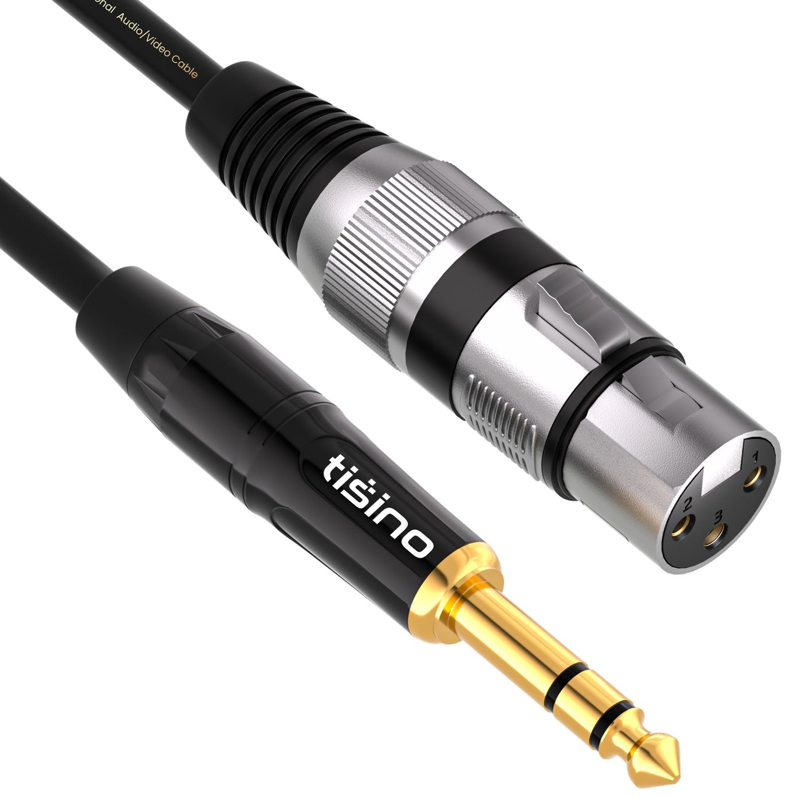 tisino XLR Female to 1/4 Inch (6.35mm) TRS Jack Lead Balanced 3.3 feet, Black