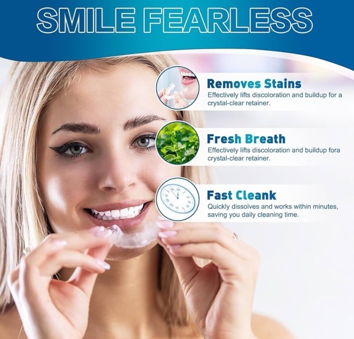 Retainer Cleaner Tablets, Denture Cleaner Effervescent Tablets