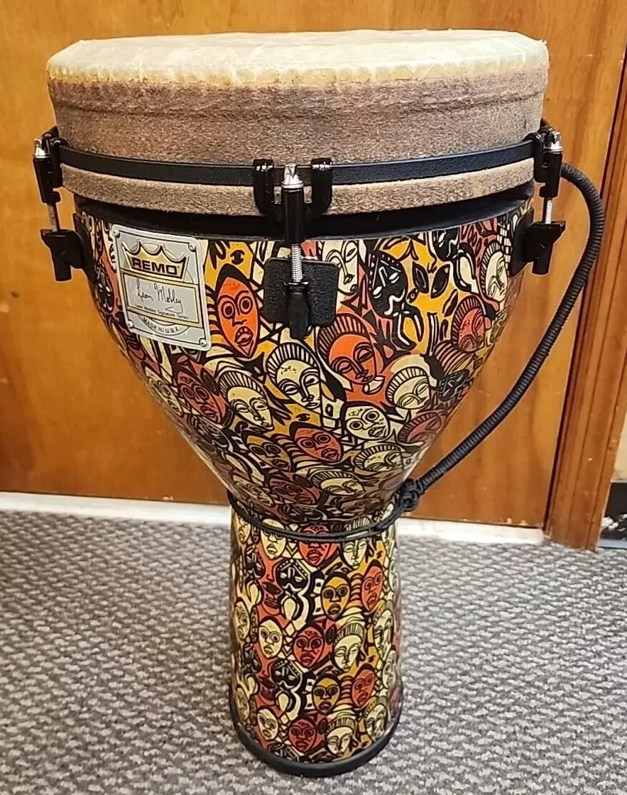 Remo 12" Mondo Key-Tuned Djembe Drum - Multi-Mask Graphic Shell (As-Is)