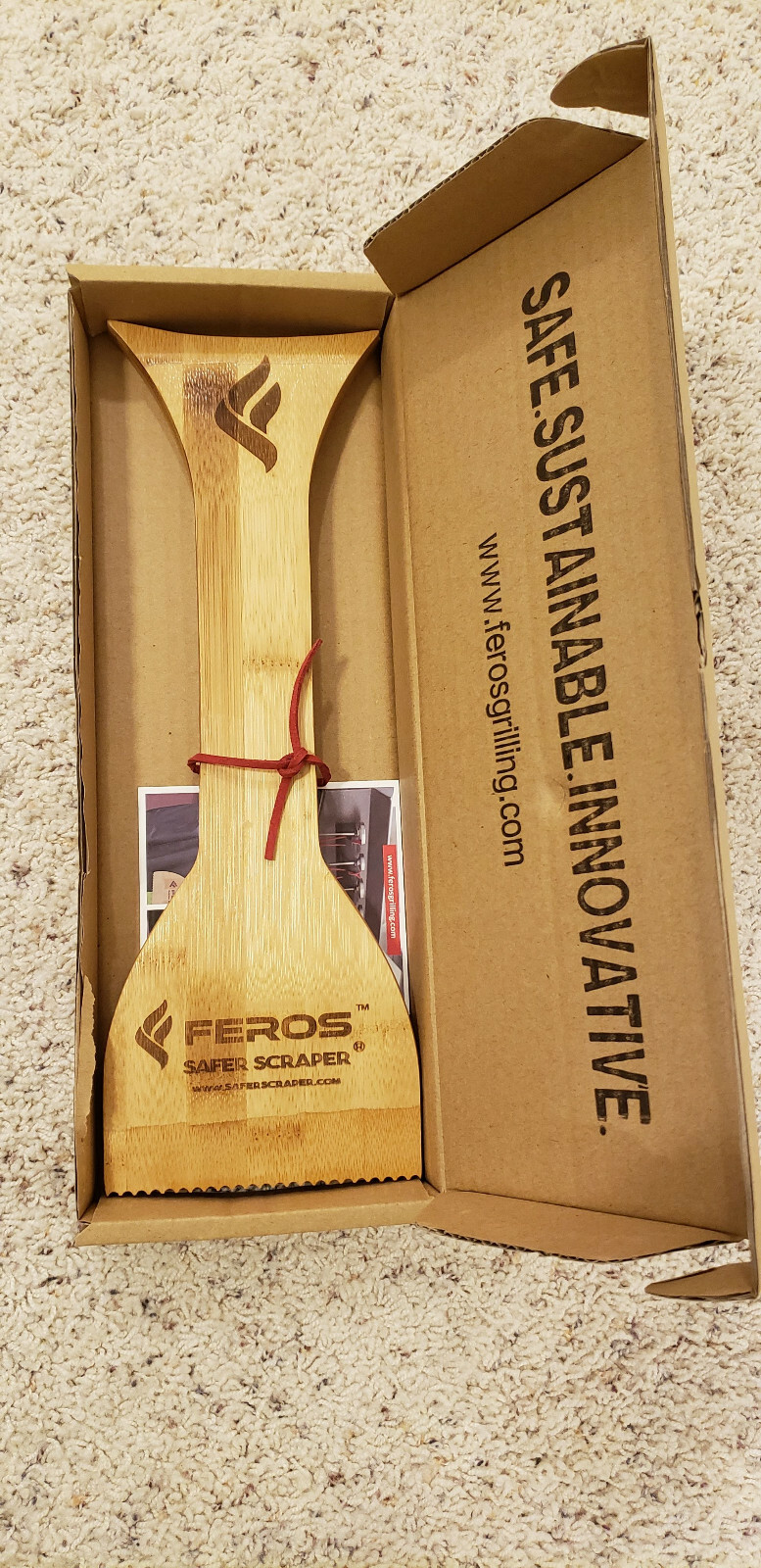 Wooden BBQ Grill Scraper Tool -- ORIGINAL FEROS SAFER SCRAPER