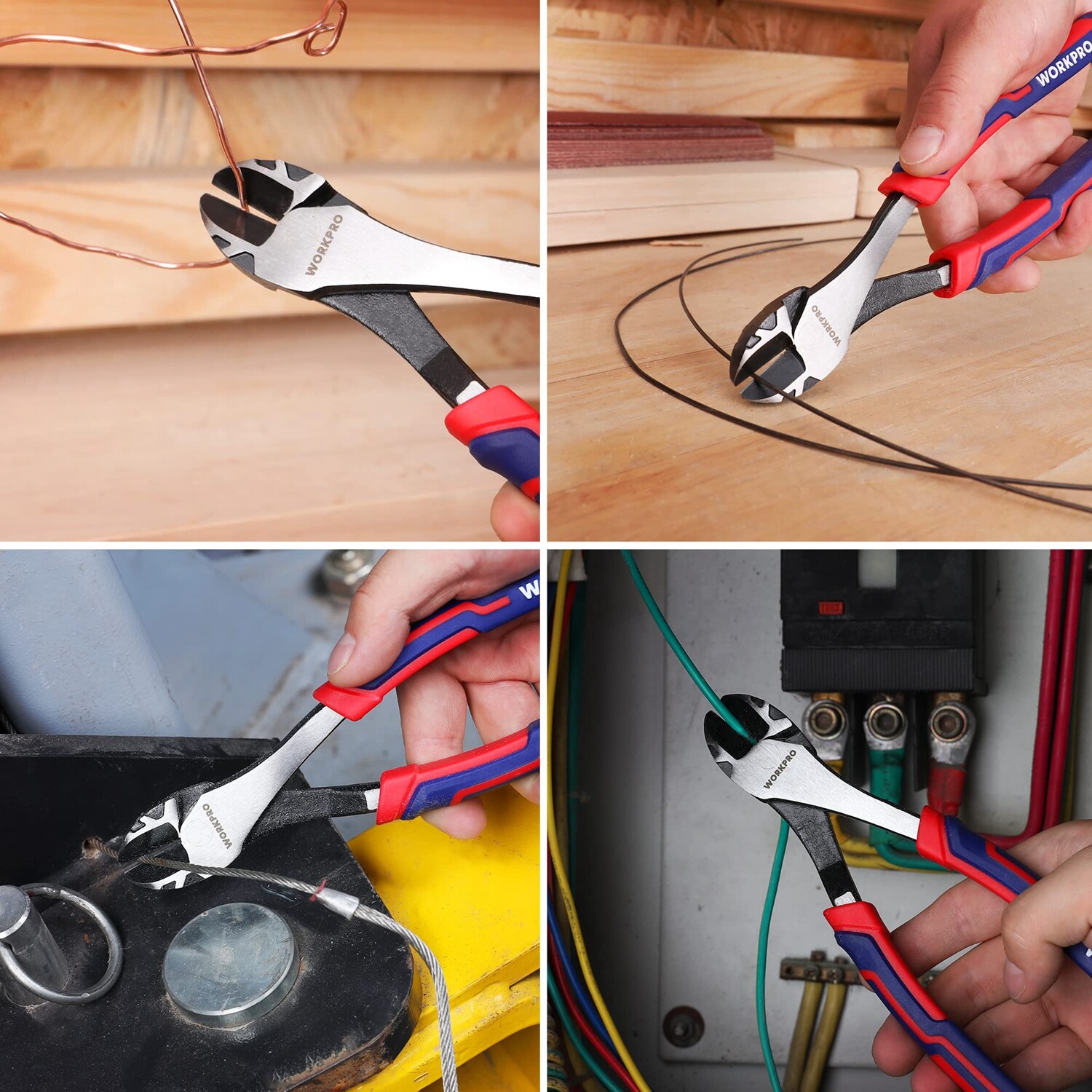 WORKPRO 8" High Leverage Diagonal Plier Heavy Duty Wire Cutters Diagonal Cutters