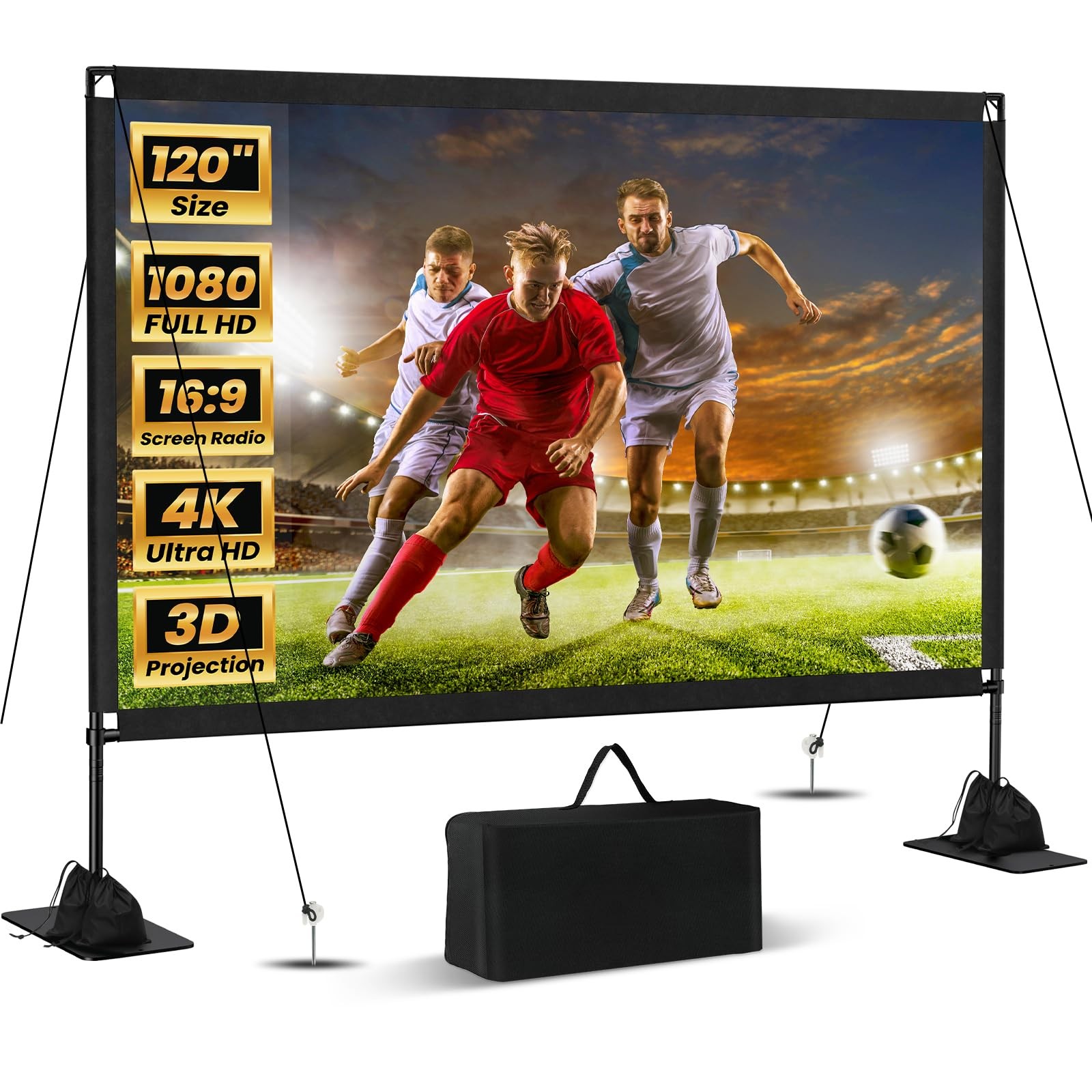 120inch Projector Screen with Stand: Portable Projector Screen Outdoor Indoor...
