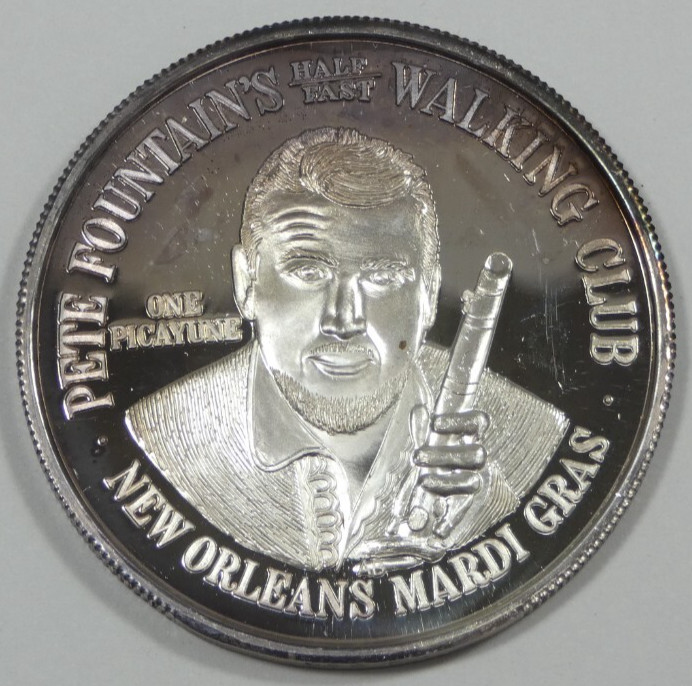 Peter Fountain's Walking Club Mardi Gras Spanish Americans 1oz 9999 Fine Silver