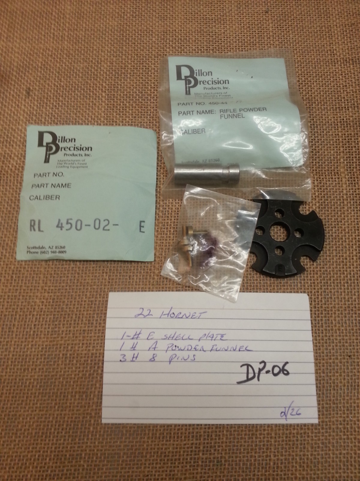 Dillon Precision RL 450/550 Conversion Parts 22 Hornet