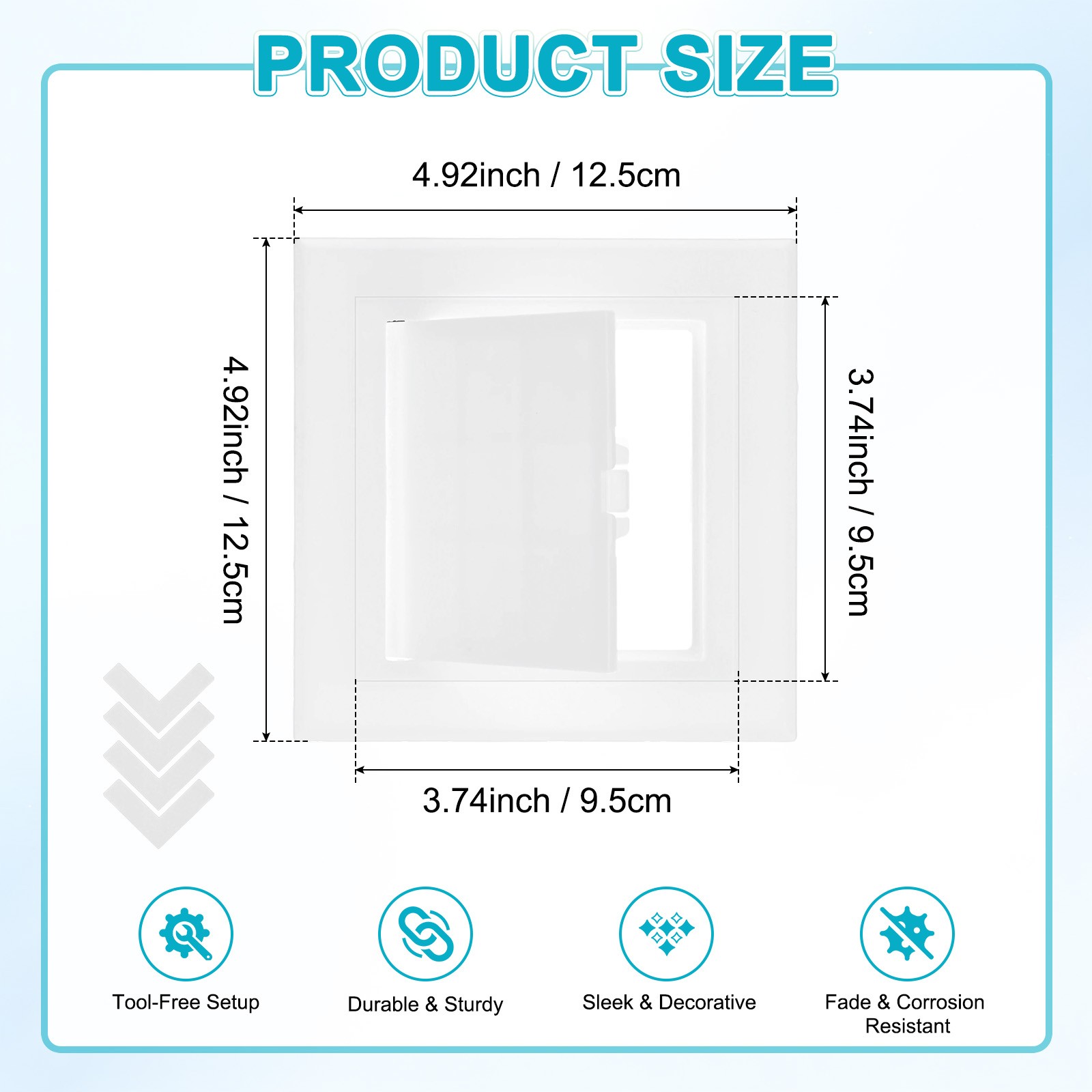 1-Pack Access Panel for Drywall, 3.7x3.7" Plastic Self Adhesive Cover [White]