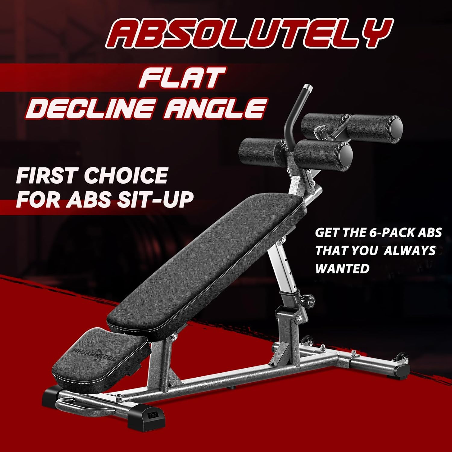 Professional Sit-Up Bench with 4 Adjustable Heights and Reverse Crunch Handle, A