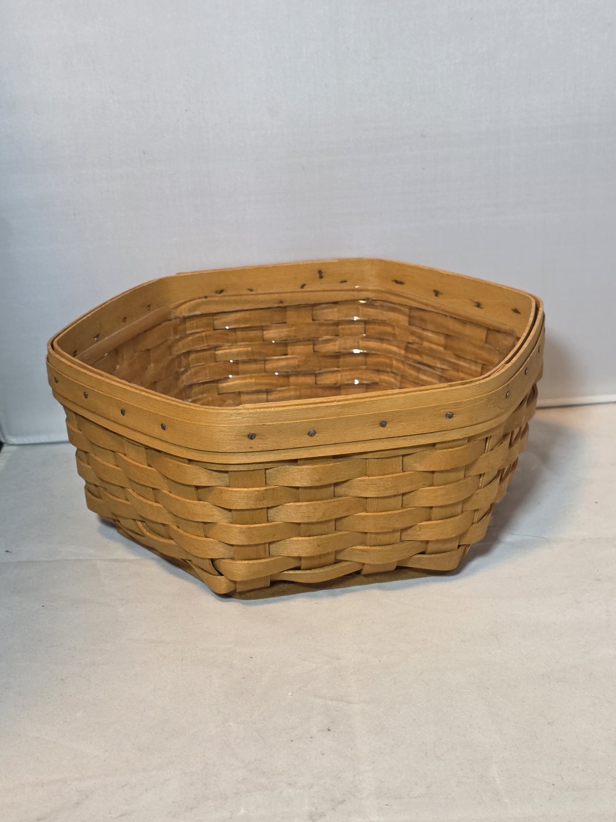 Generations Longaberger Hexagon Basket with Plastic Protector 4" height 9" Width