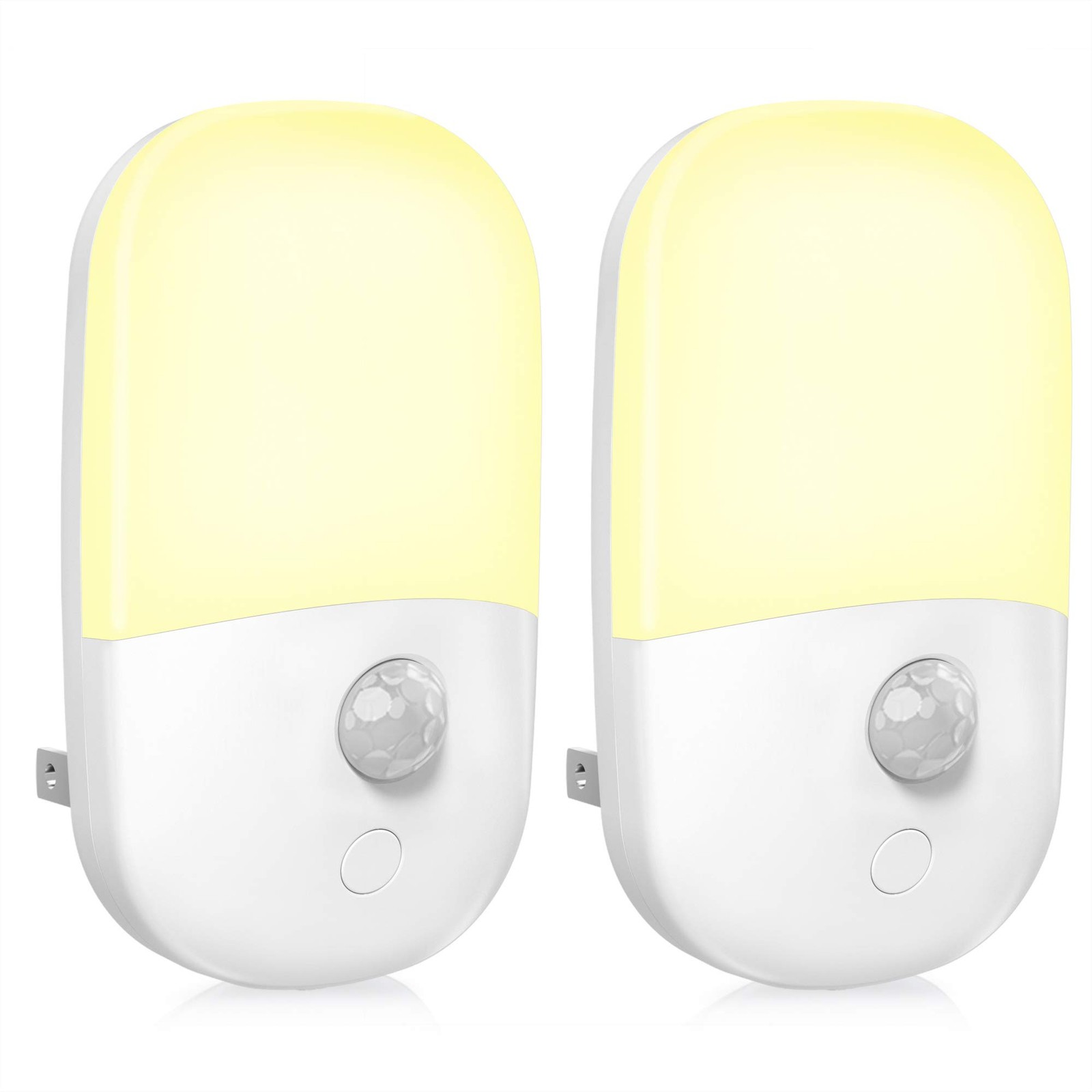 MAZ-TEK Plug in Motion Sensor Dimmable Night Light, Soft Warm 2 PACK, White